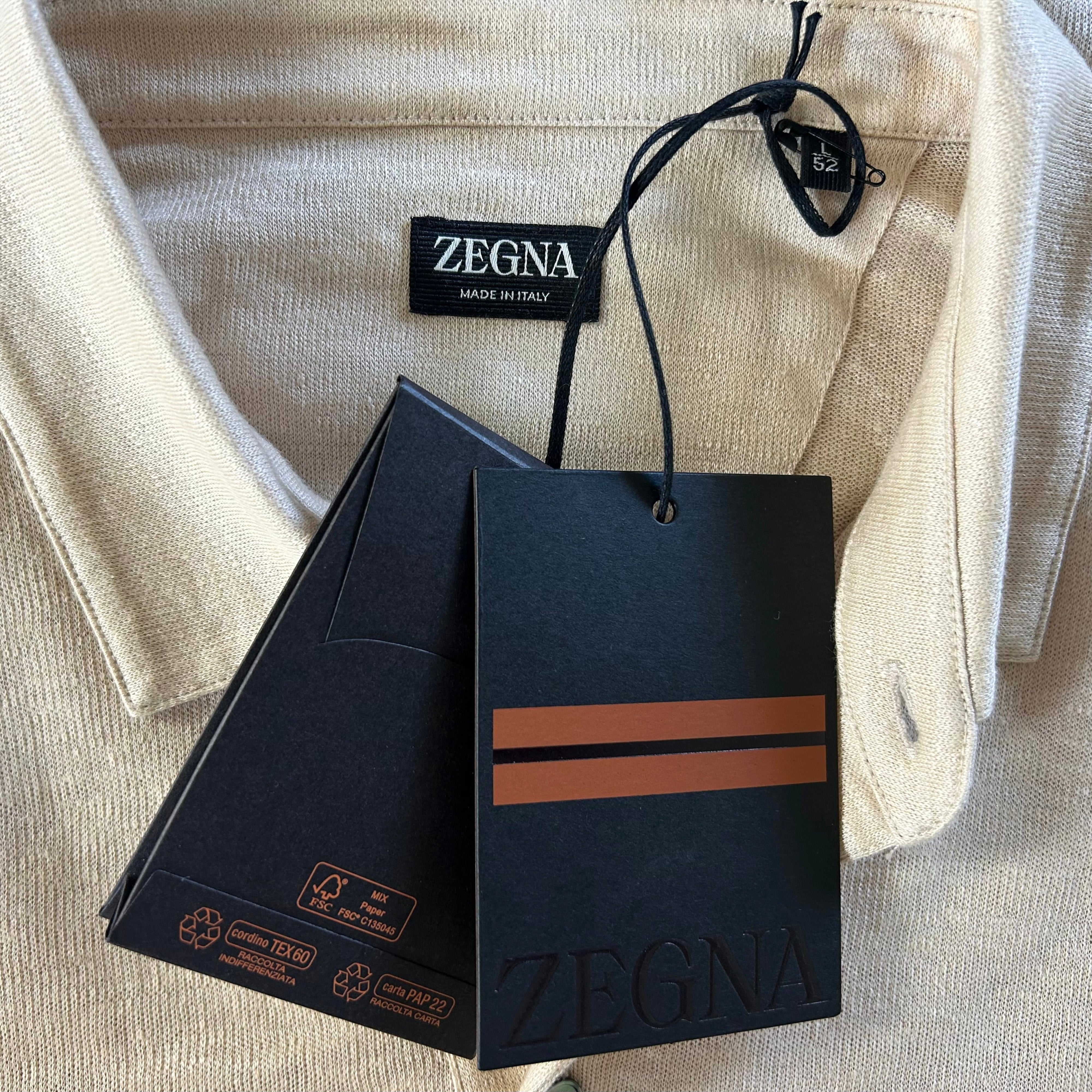 Beige Polo Shirt made of Linen (EU 52)
