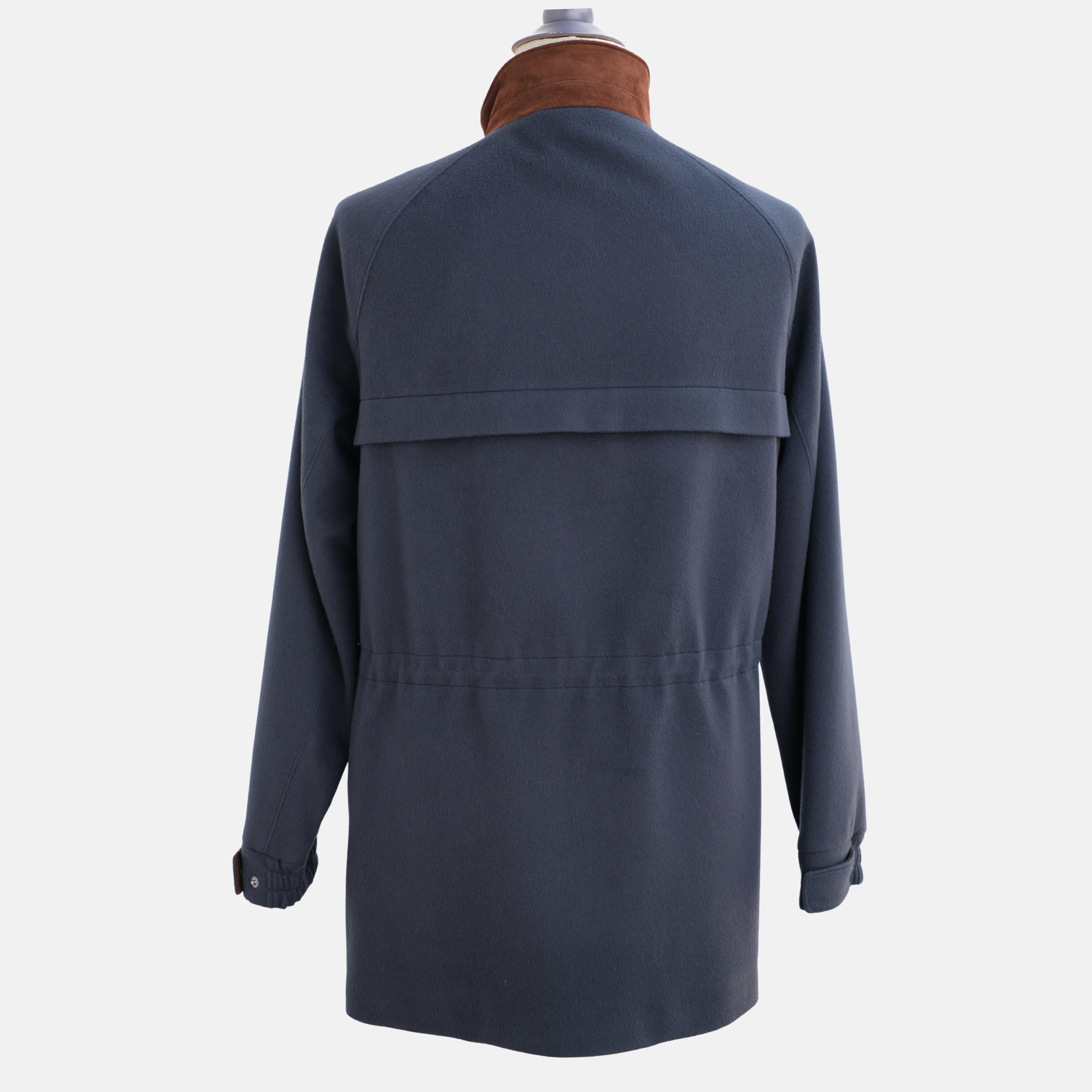 Blue Vicuna Parka with Suede Details (XL)