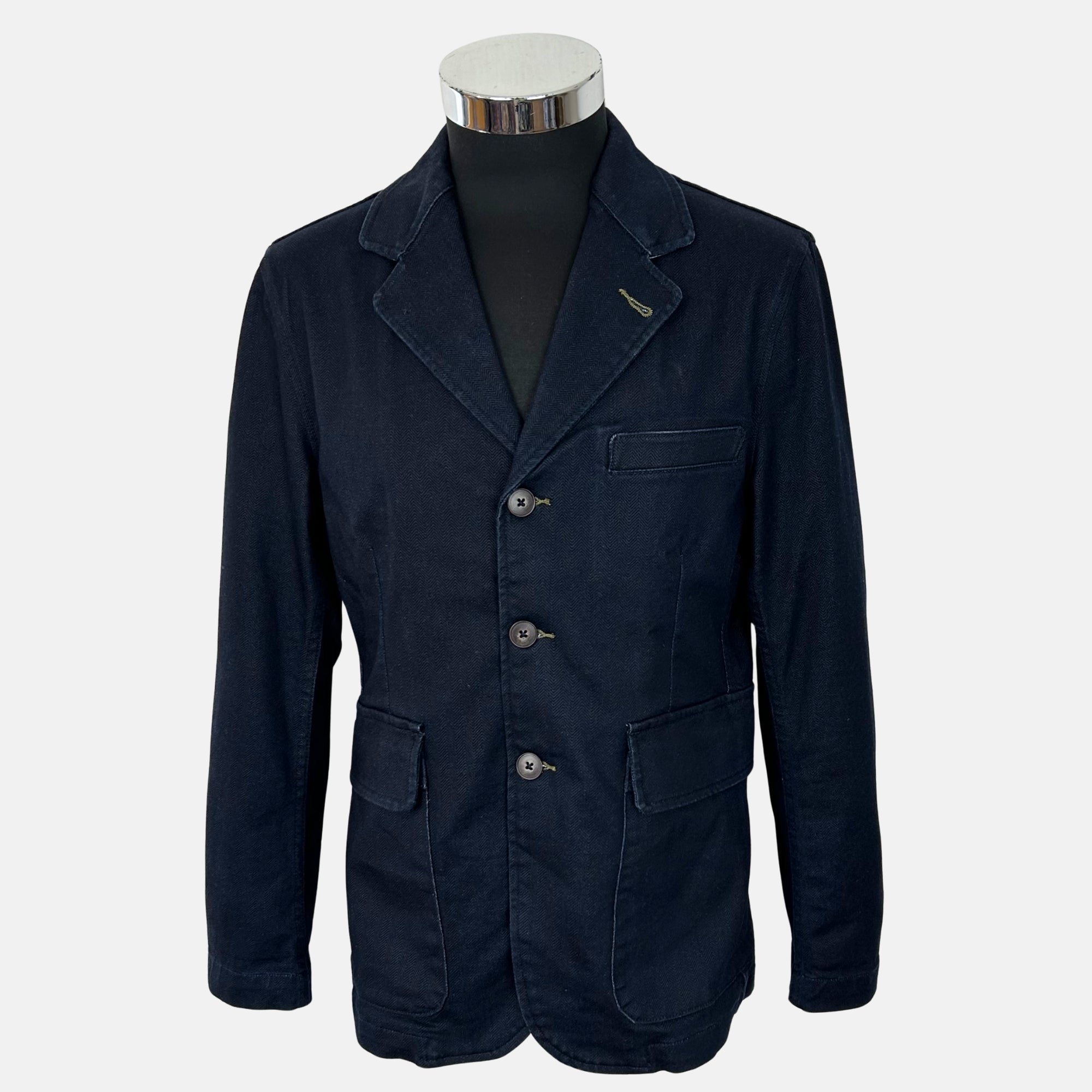 Navy Herringbone Jacket made of Cotton (S)