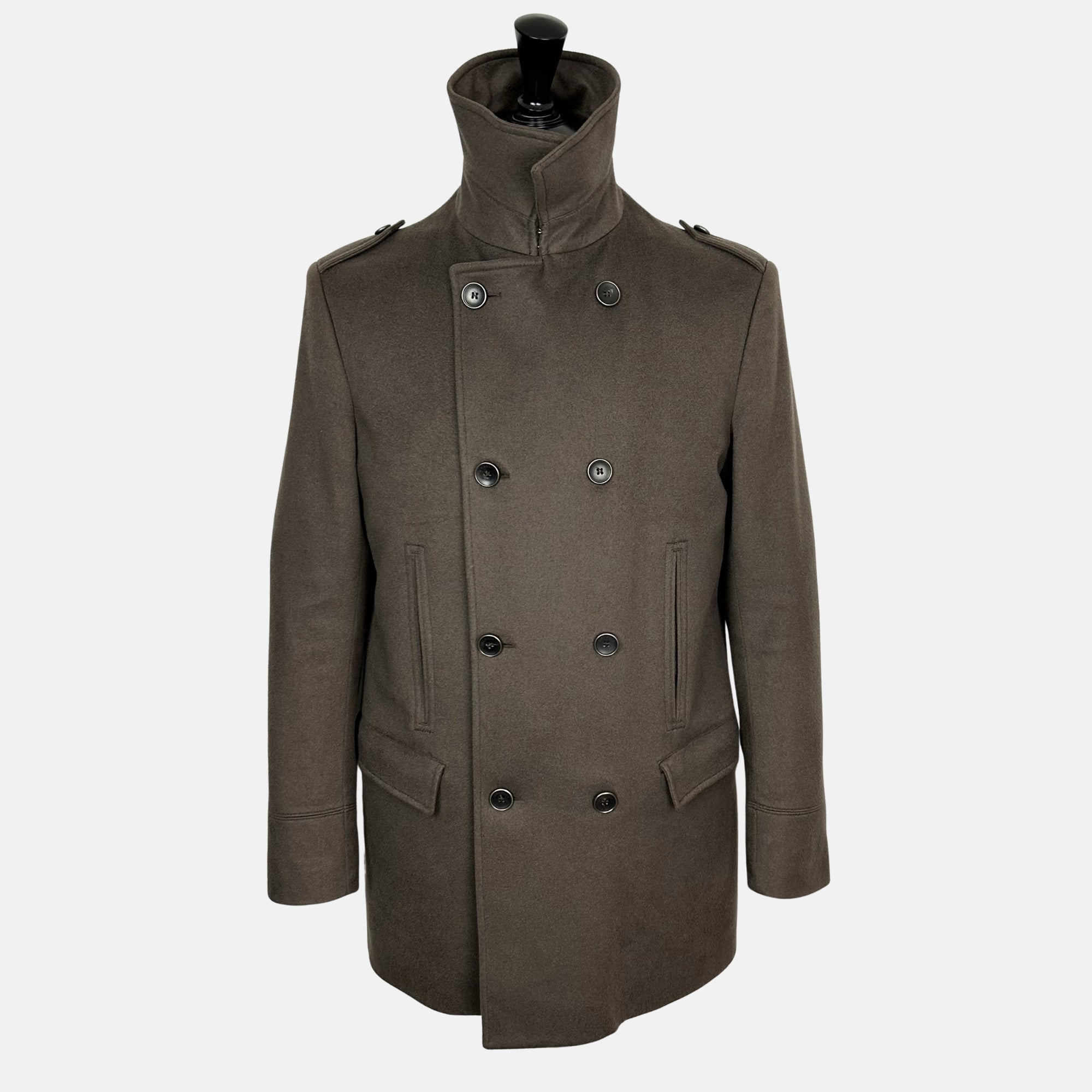Khaki Peacoat made if Cashmere (EU 50)