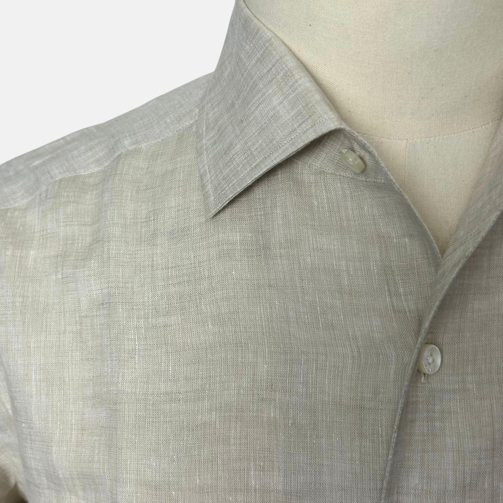 Ecru Melange Shirt made of Linen (M)