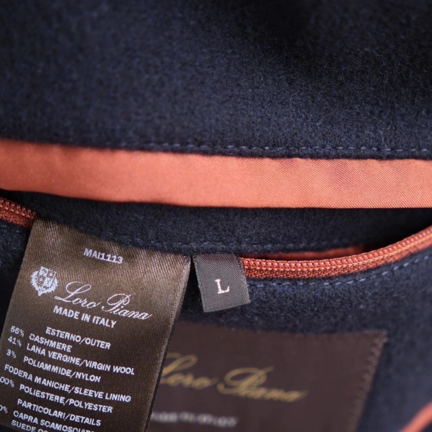 Navy Double Breasted Cashmere Pea Coat (L)