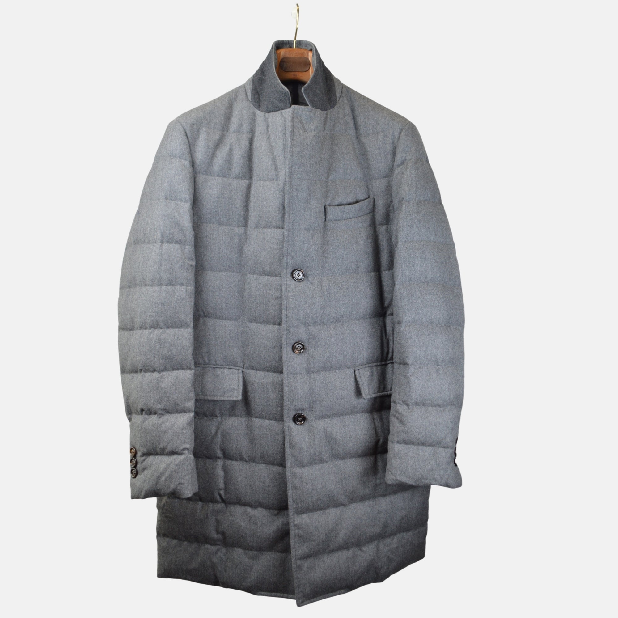 Grey Down Coat made of Wool Size (L)