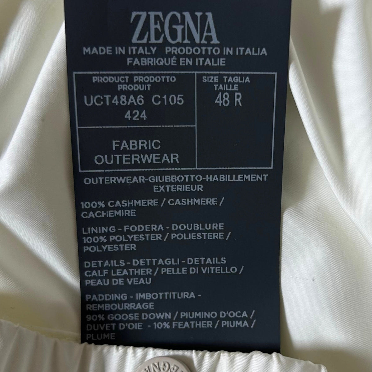 Grey Down Vest made of Cashmere/Leather Details (EU 48)