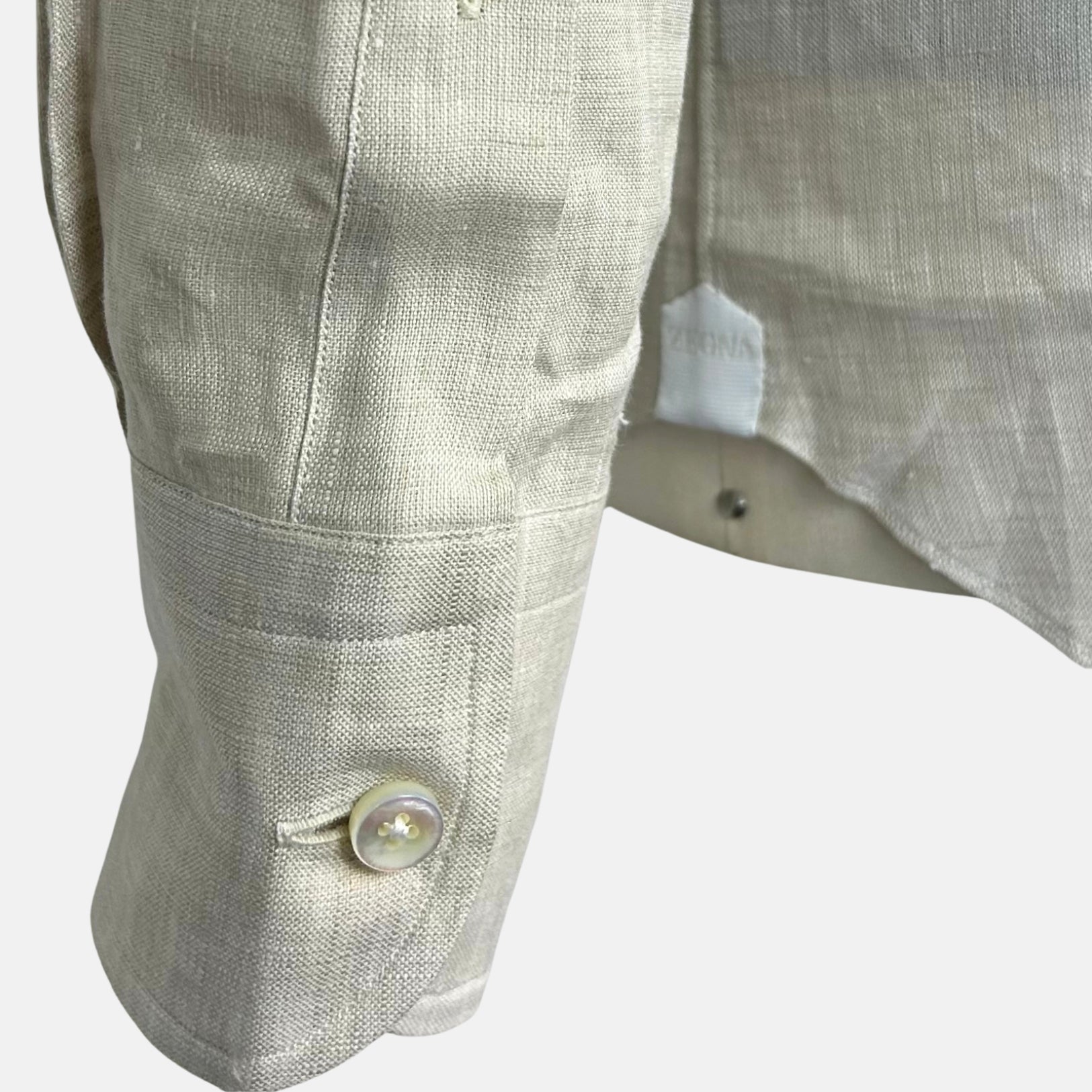 Ecru Melange Shirt made of Linen (M)