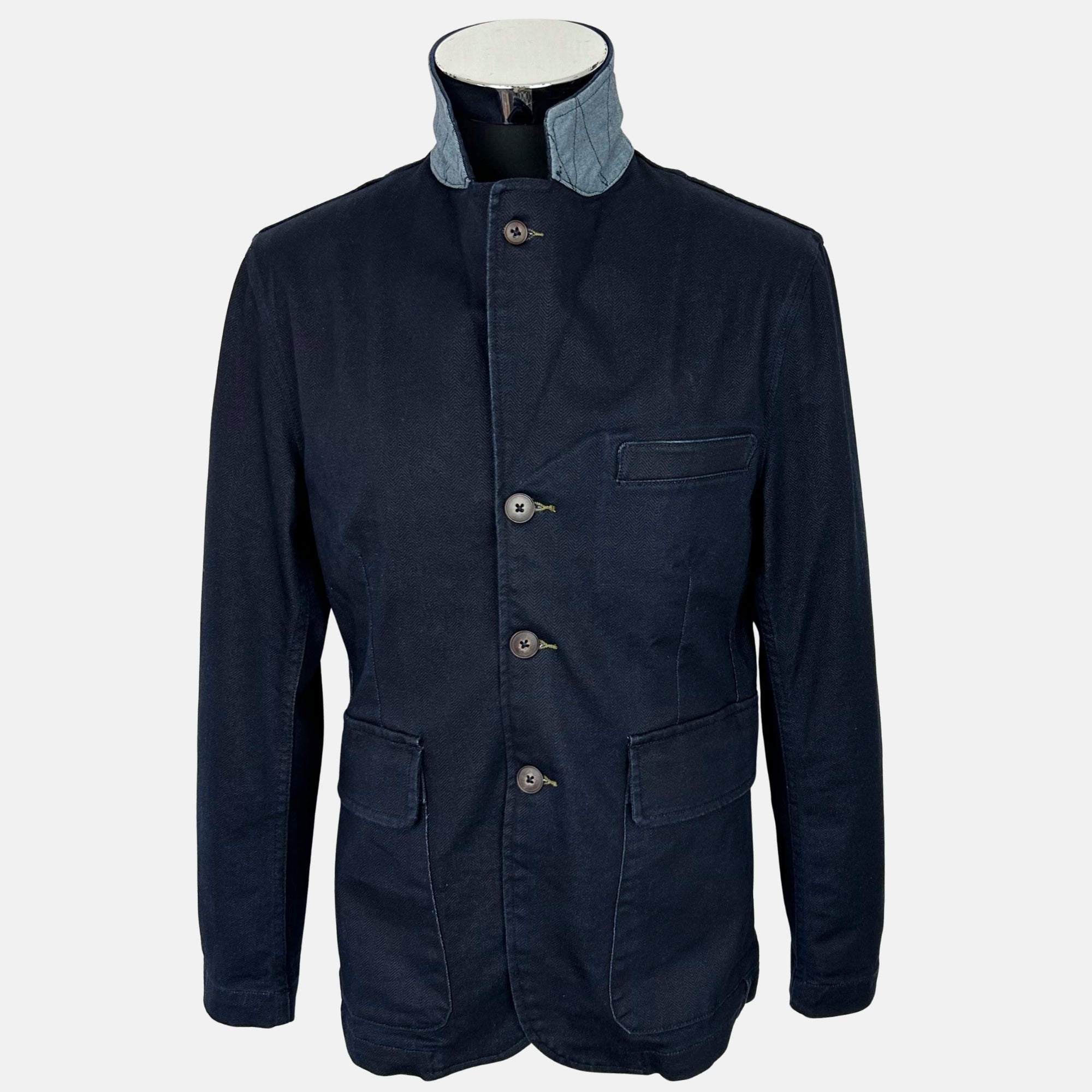 Navy Herringbone Jacket made of Cotton (S)