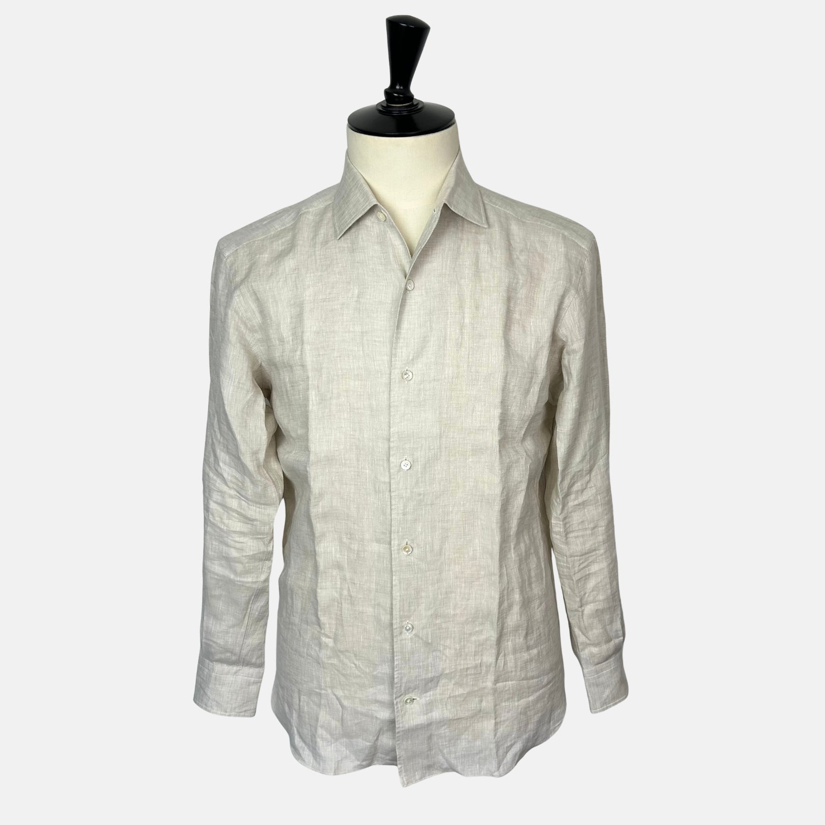 Ecru Melange Shirt made of Linen (M)