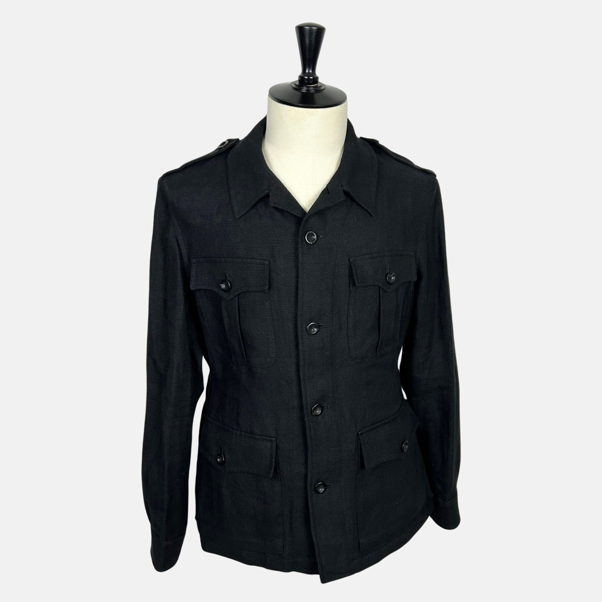 Black Safari Jacket made of Linen (EU 52)