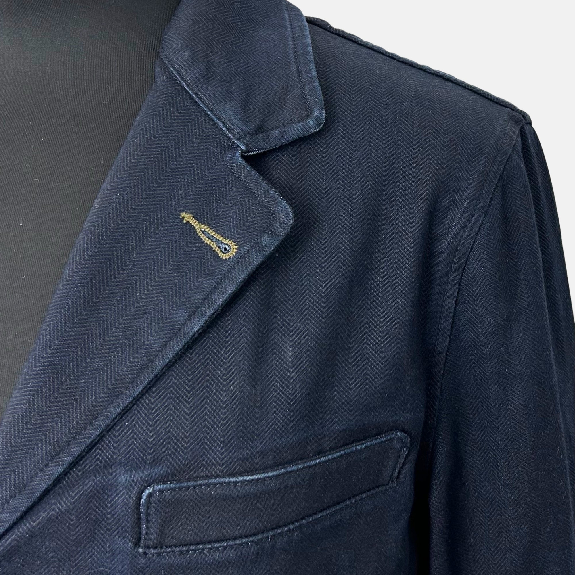 Navy Herringbone Jacket made of Cotton (S)