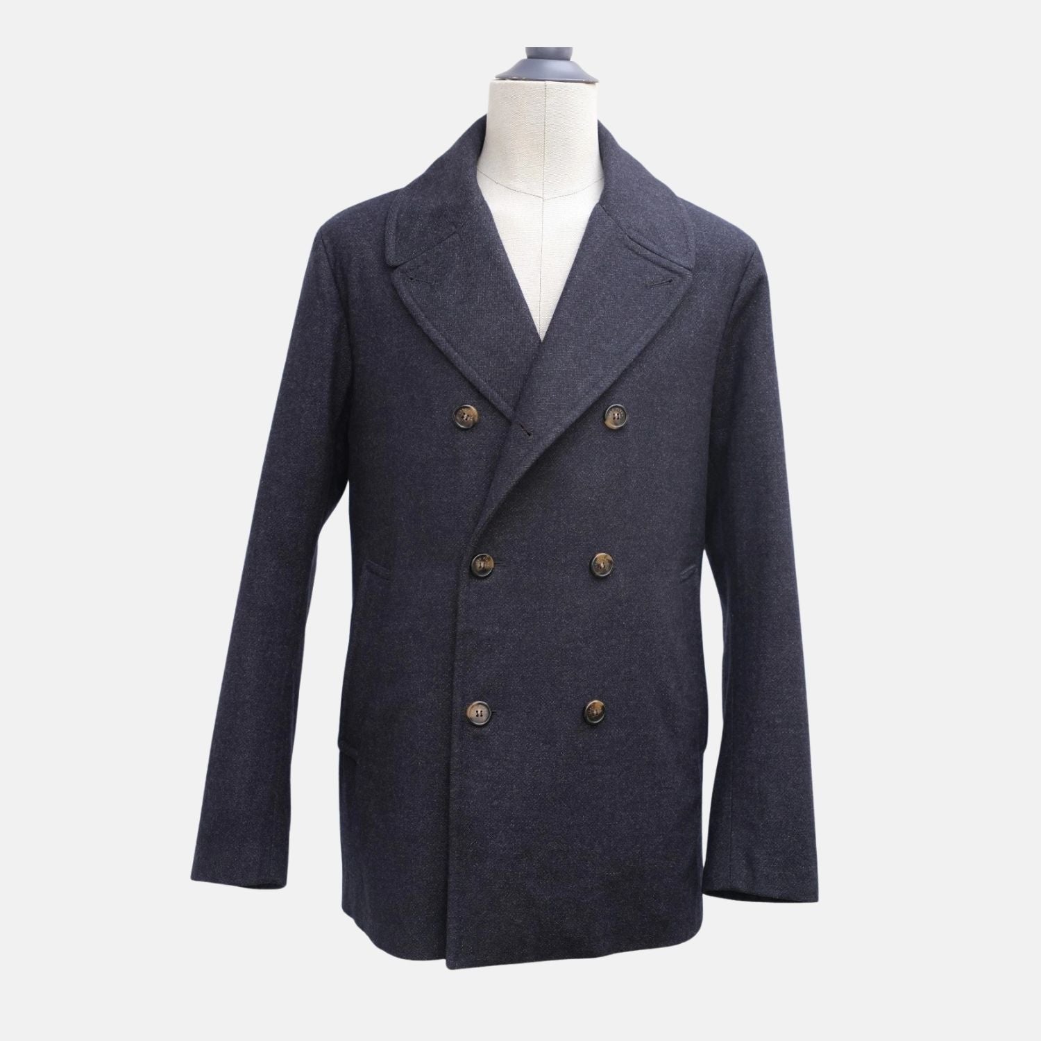 Blue "Caldwell" Peacoat made of Virgin Wool/Cashmere (XL)