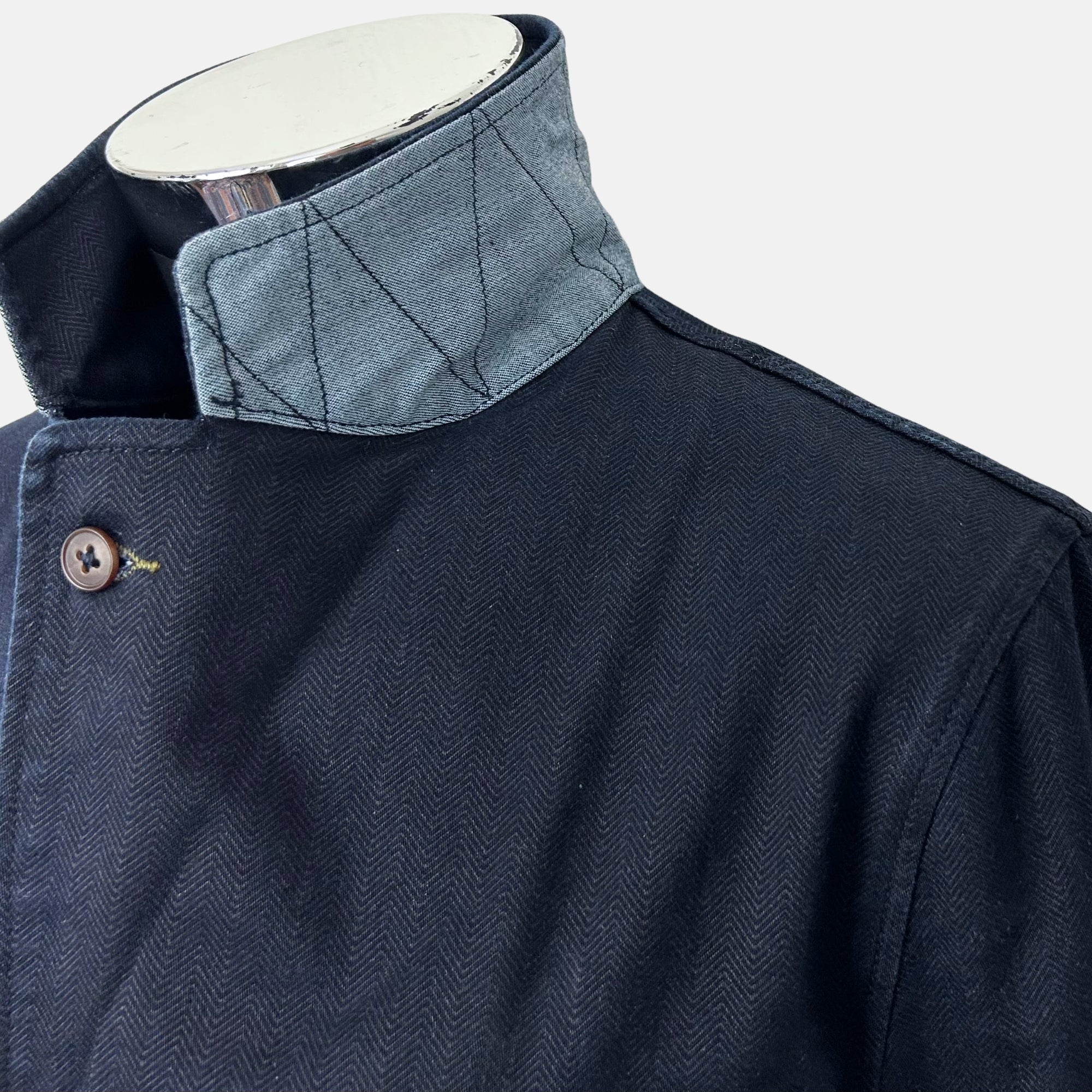 Navy Herringbone Jacket made of Cotton (S)
