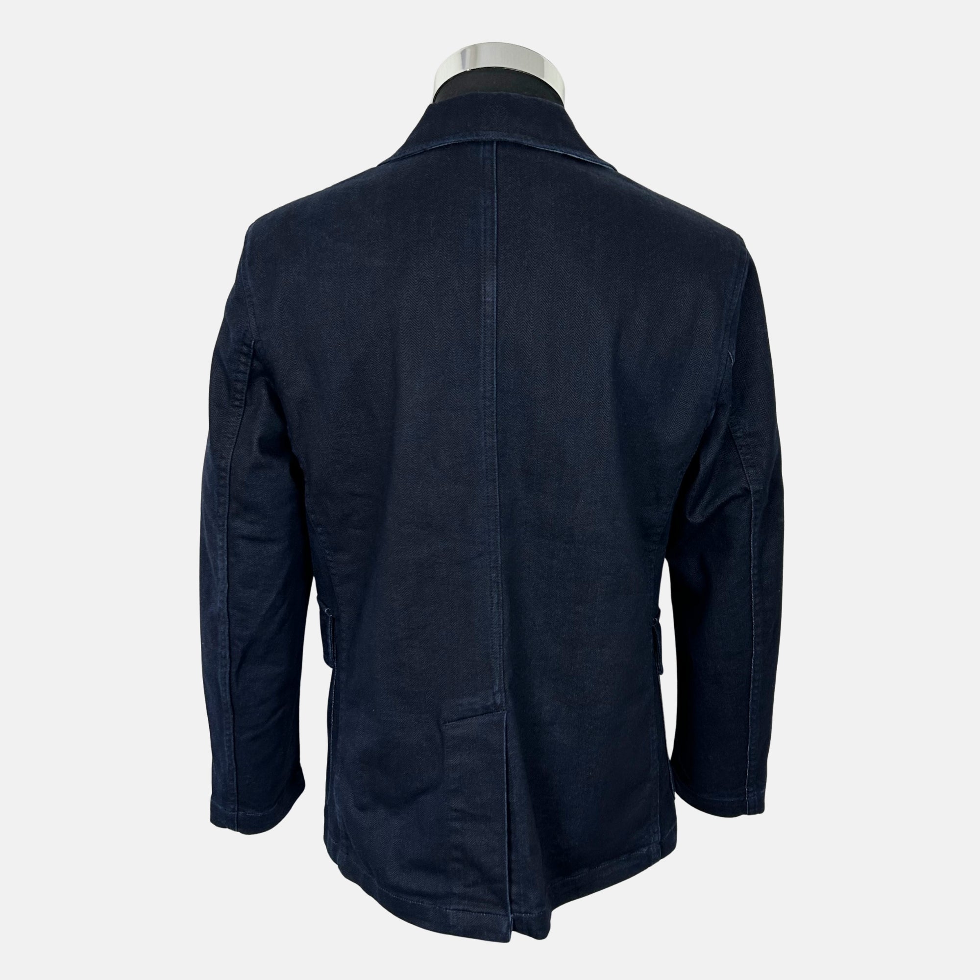 Navy Herringbone Jacket made of Cotton (S)