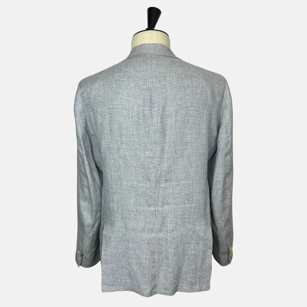Blue Patterned Blazer made of Linen (EU 56)