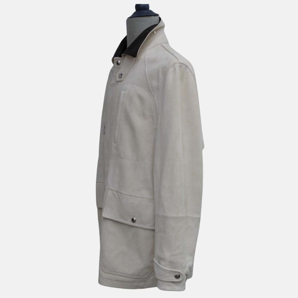 Light Beige Fireman's Jacket made of Suede (M)