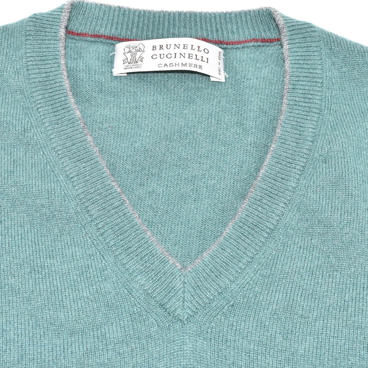 Green V-Neck Knit Cashmere Sweater (EU 52)