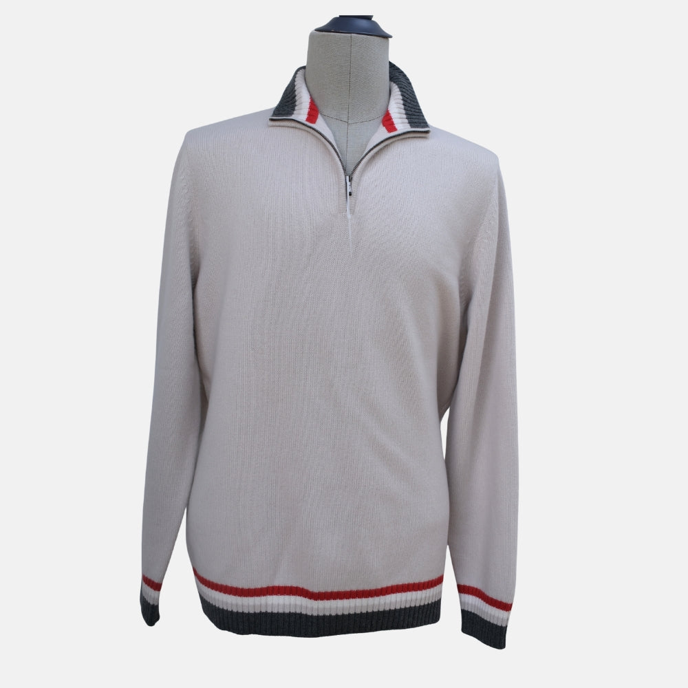 Offwhite Knitted Halfzip "St. Moritz" (EU 54)