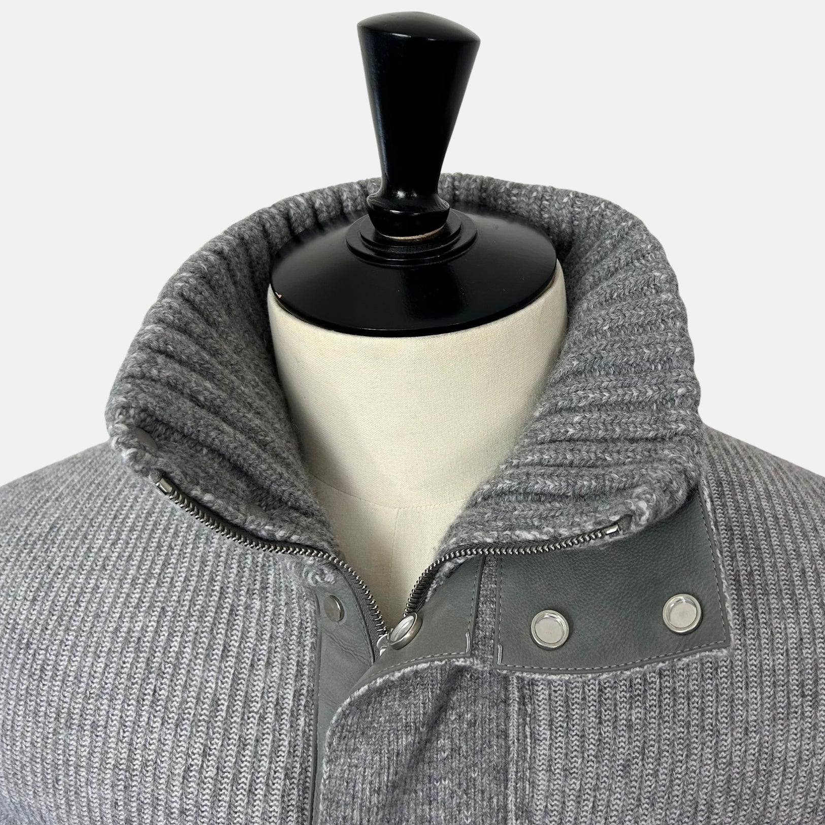 Grey Bomber Jacket made of Cashmere/Leather Details (EU 48)