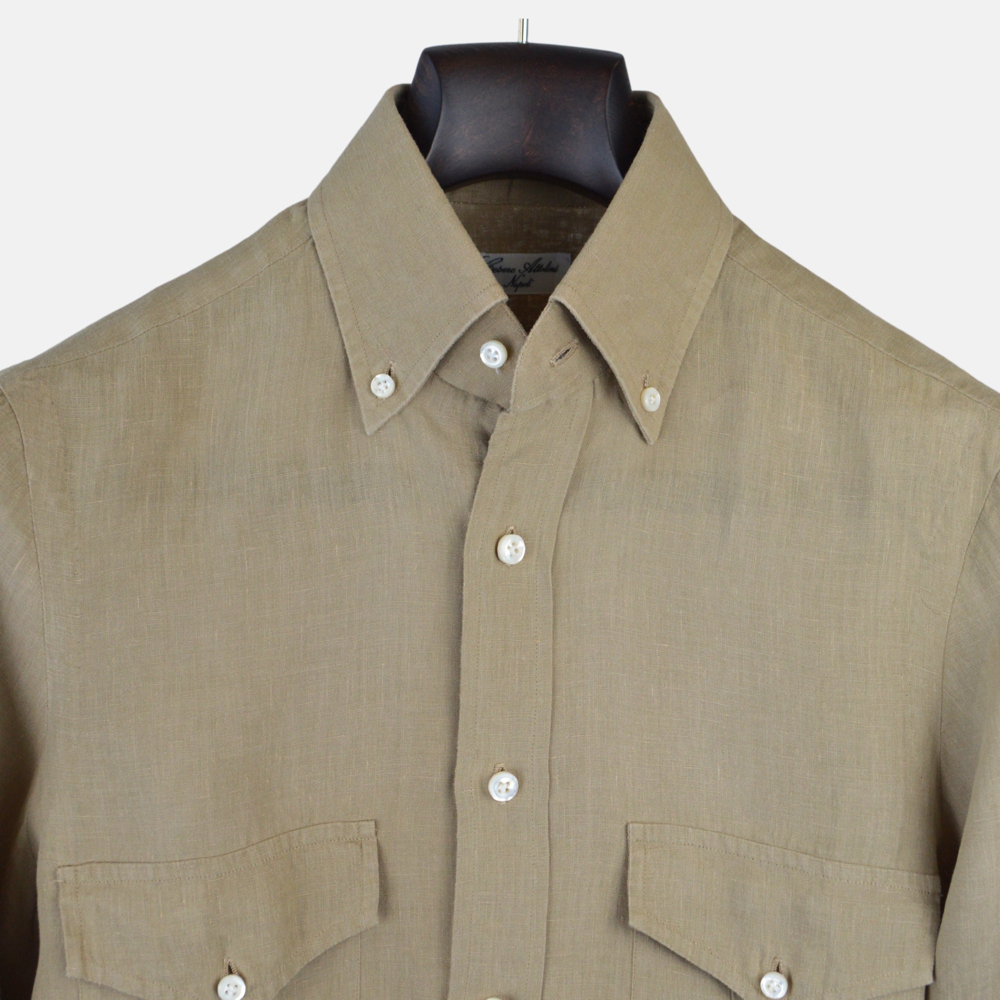 Khaki Shirt made of Linen (S)