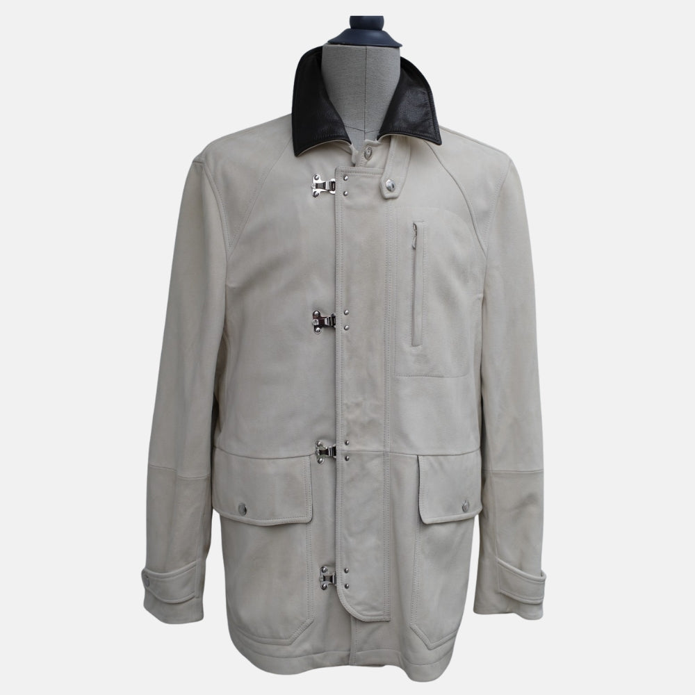Light Beige Fireman's Jacket made of Suede (M)
