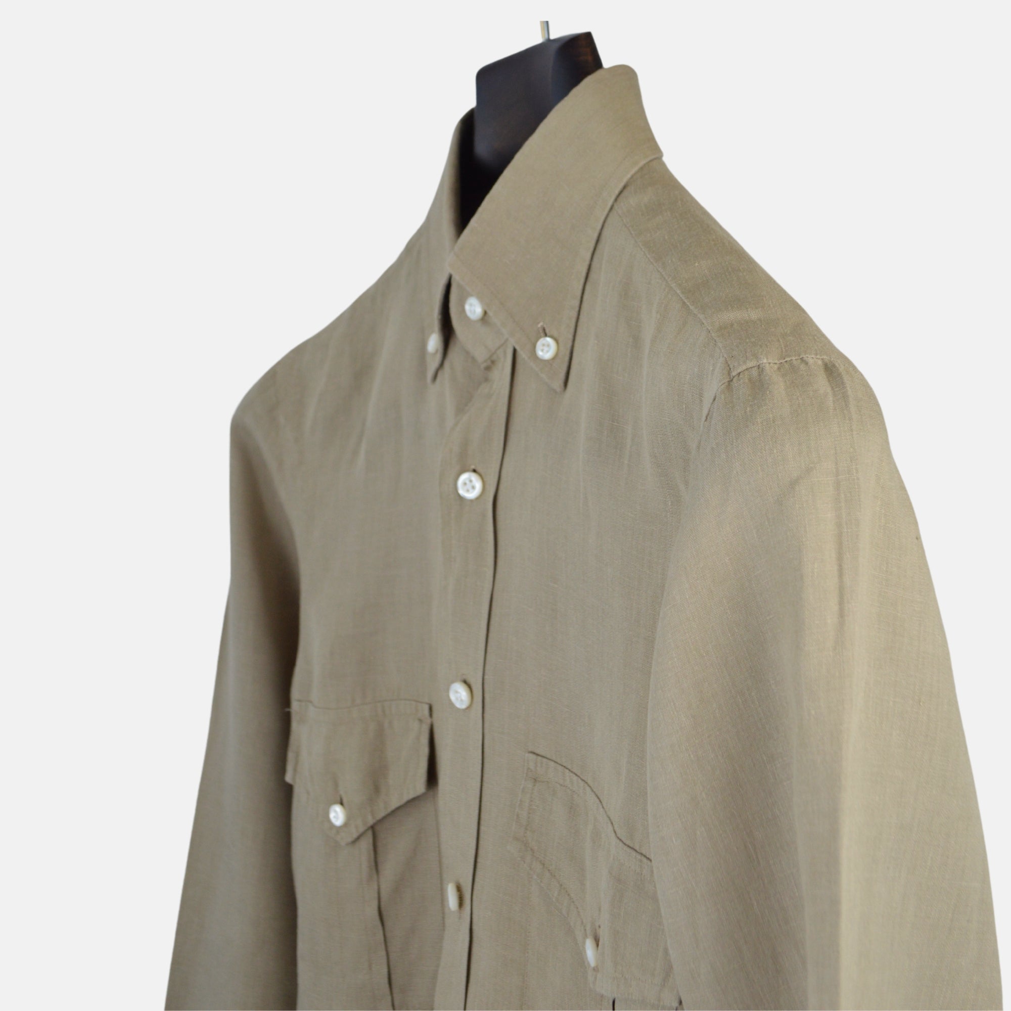 Khaki Shirt made of Linen (S)