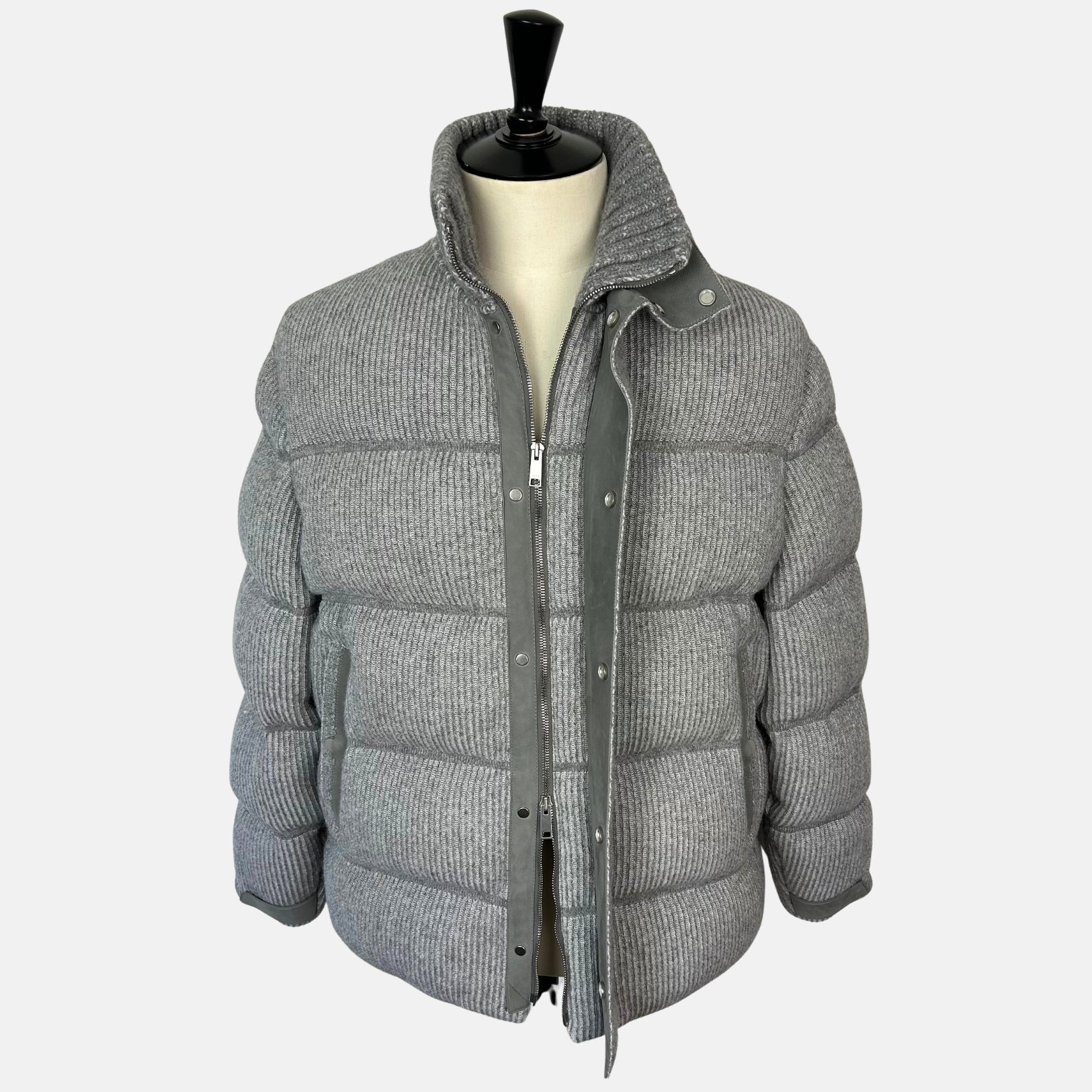 Grey Bomber Jacket made of Cashmere/Leather Details (EU 48)