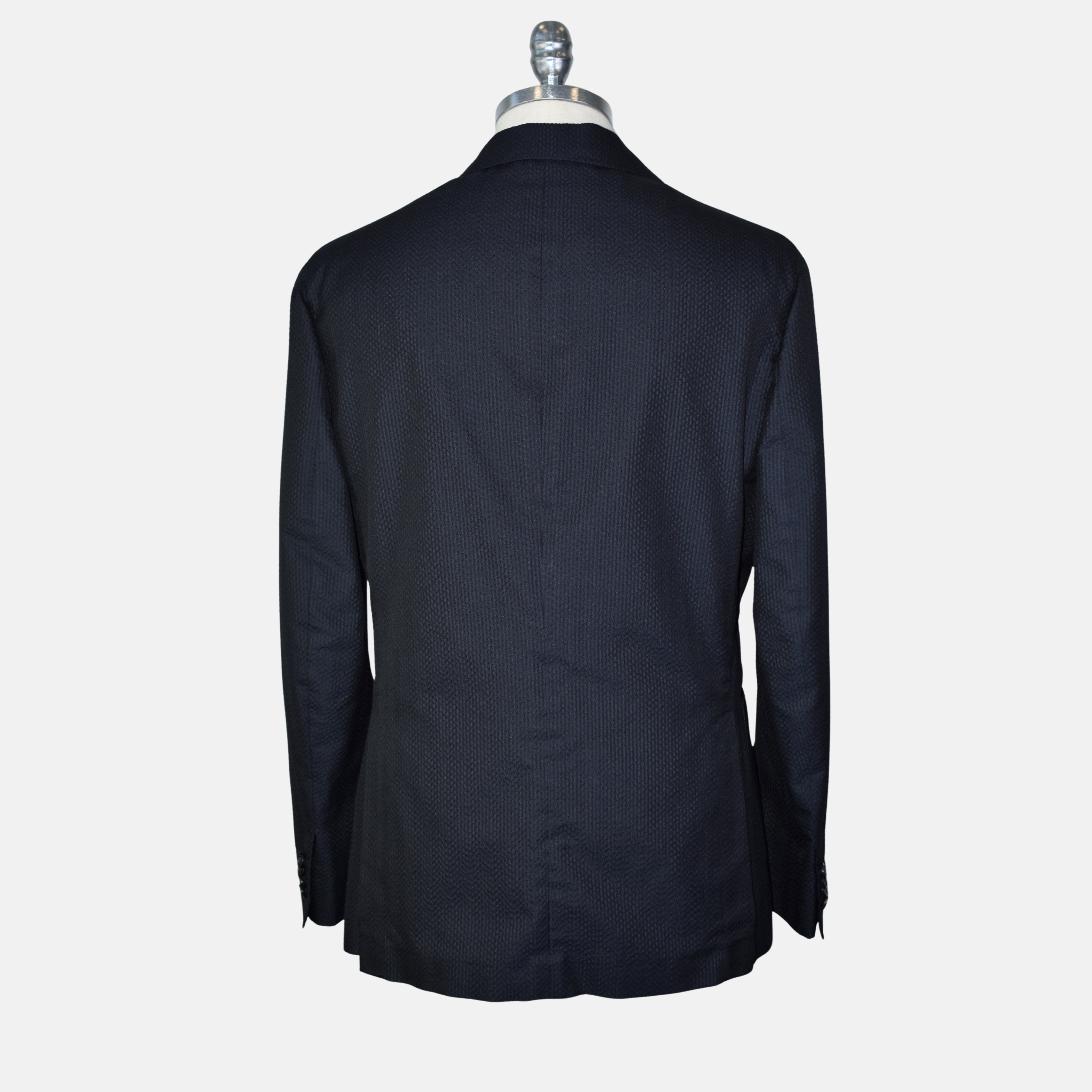 Midnight Blue Seersucker Blazer made of Silk (EU 50, EU 52)