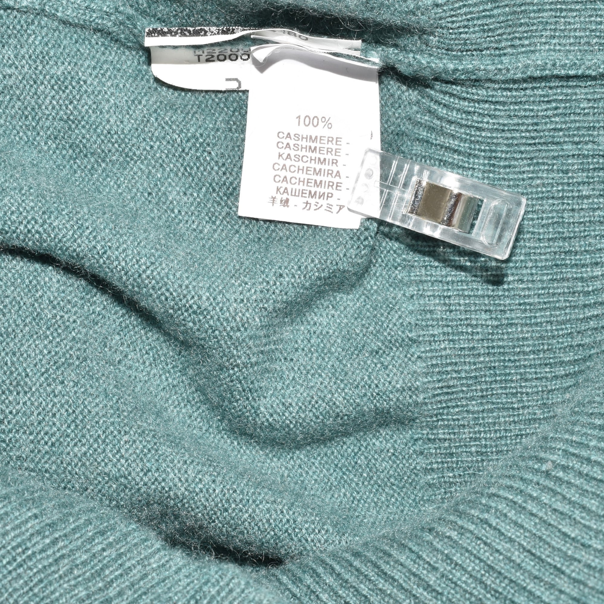 Green V-Neck Knit Cashmere Sweater (EU 52)