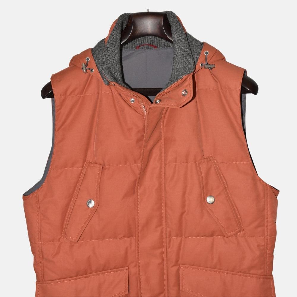 Orange/Grey Down Vest with Cashmere Details (M)