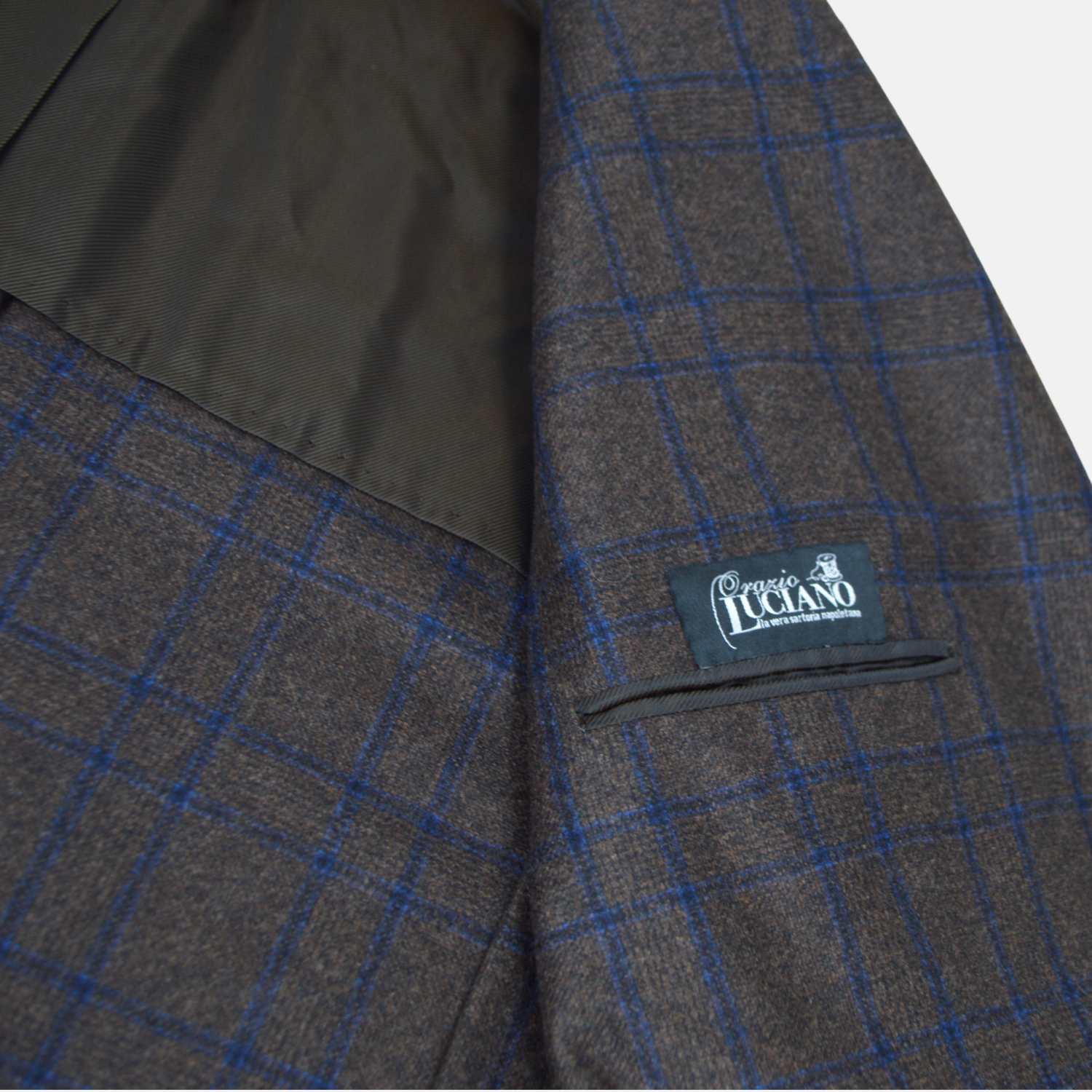 Brown/Blue Checked Blazer made of Virgin Wool (54)