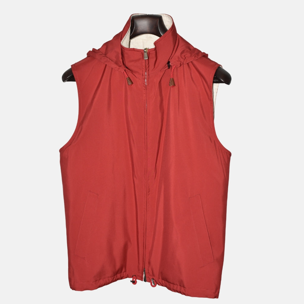 Red-Offwhite/Striped Reversible Vest (S)