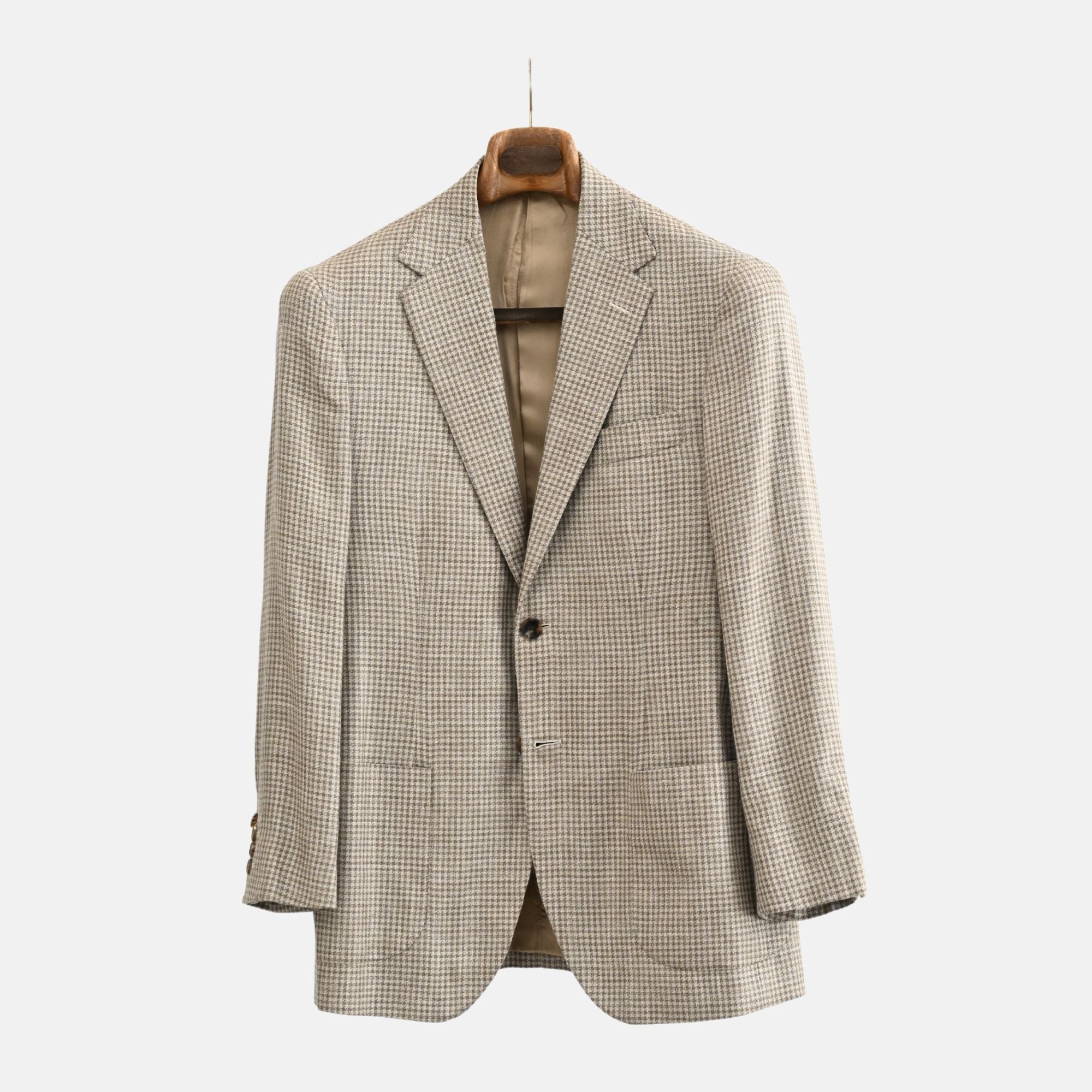 Beige Patterned Blazer made of Wool/Linen/Silk