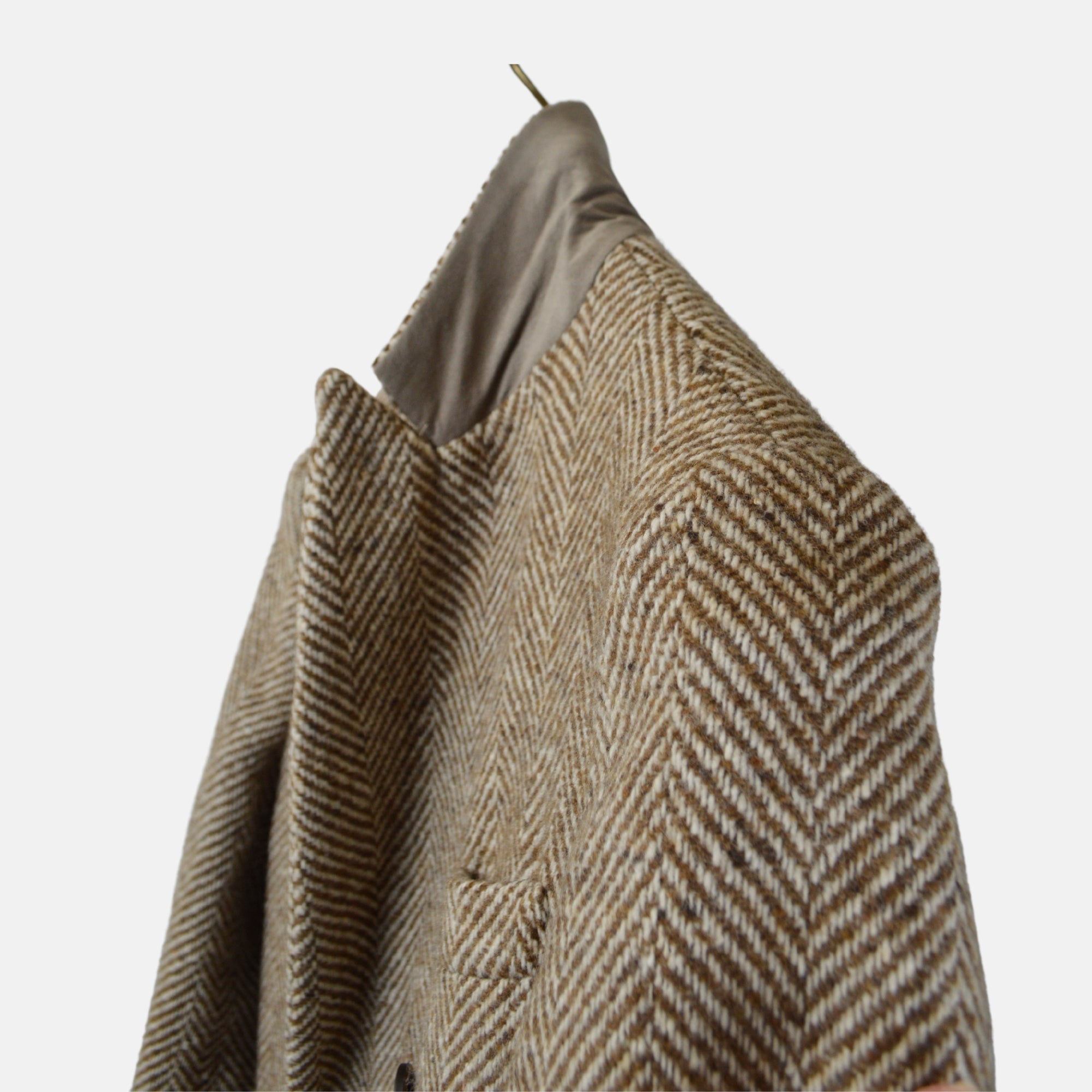 Beige Fischgrat Coat made of Wool (50)