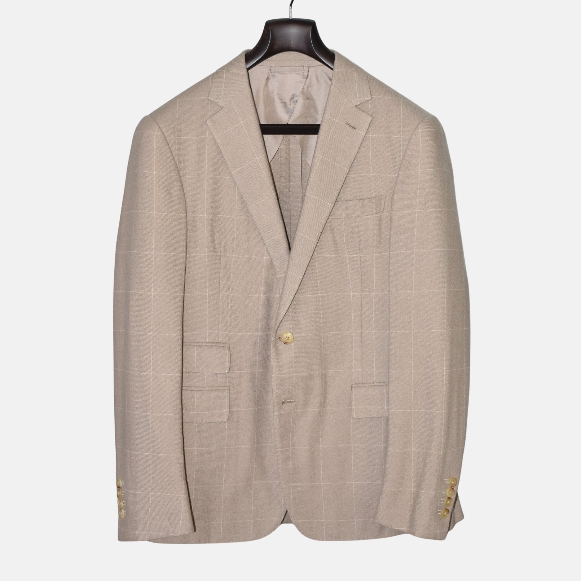 Beige Windowpane Cashmere Blazer (EU 50)
