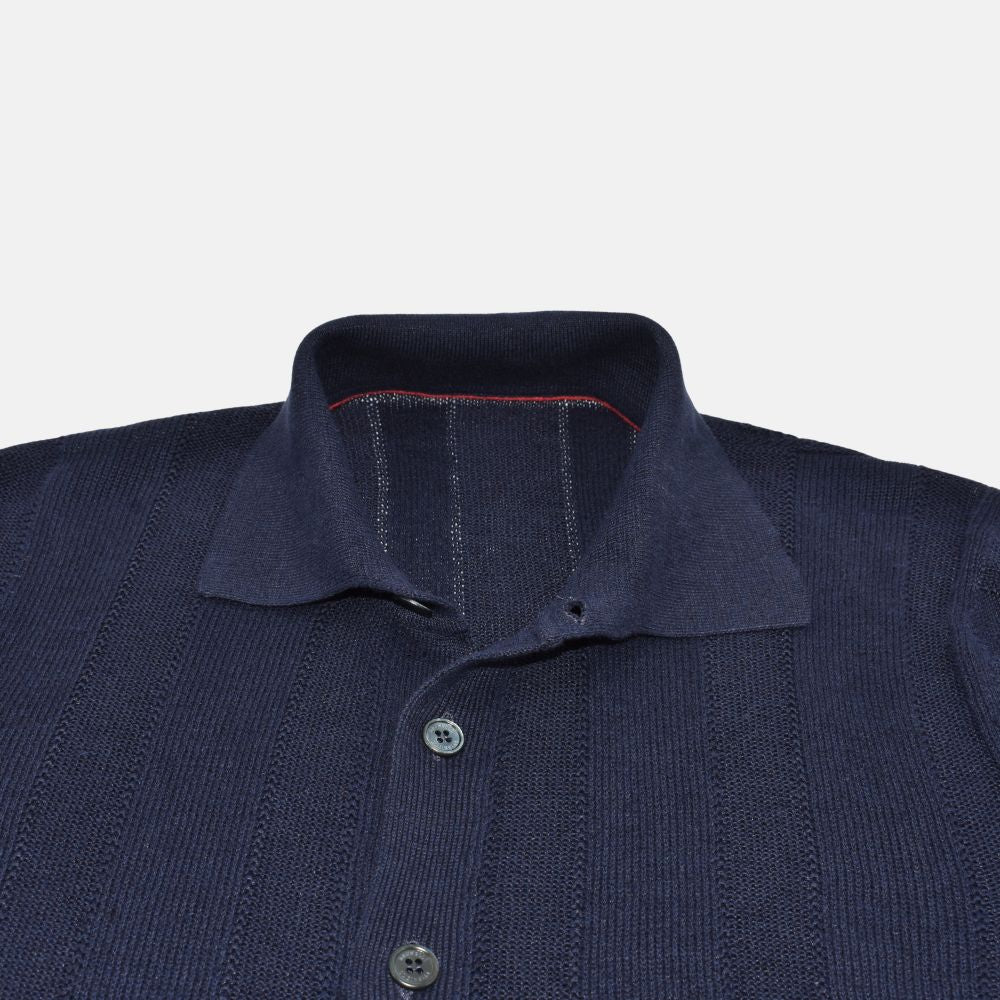 Navy Poloshirt made of Linen/Cotton (EU 52)