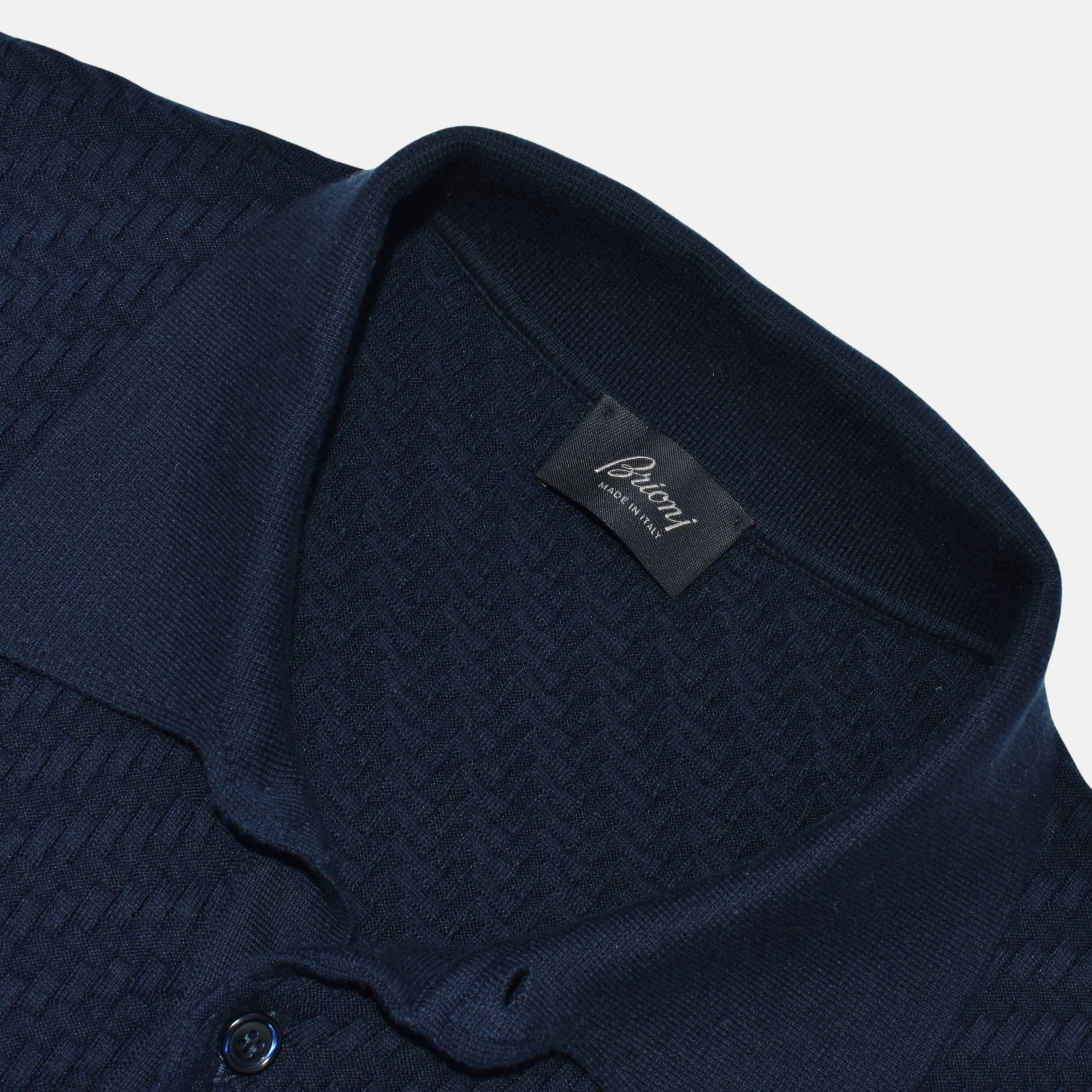 Navy Poloshirt made of Cotton/Silk/Cashmere (EU 52)
