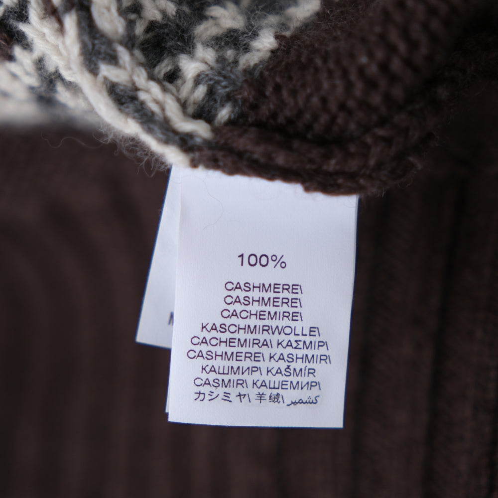Brown/Creme Patterned Cashmere Cardigan (EU 52)