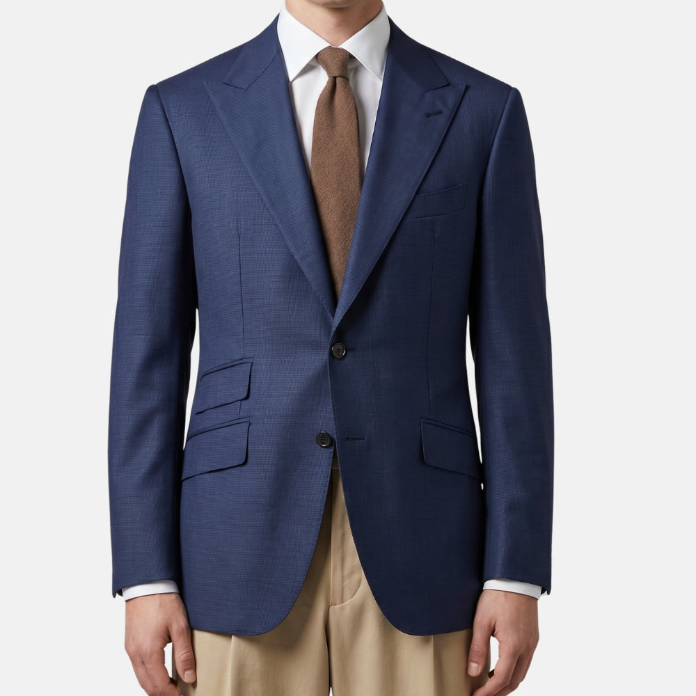 Blue Patterned Wool Blazer (EU 52)