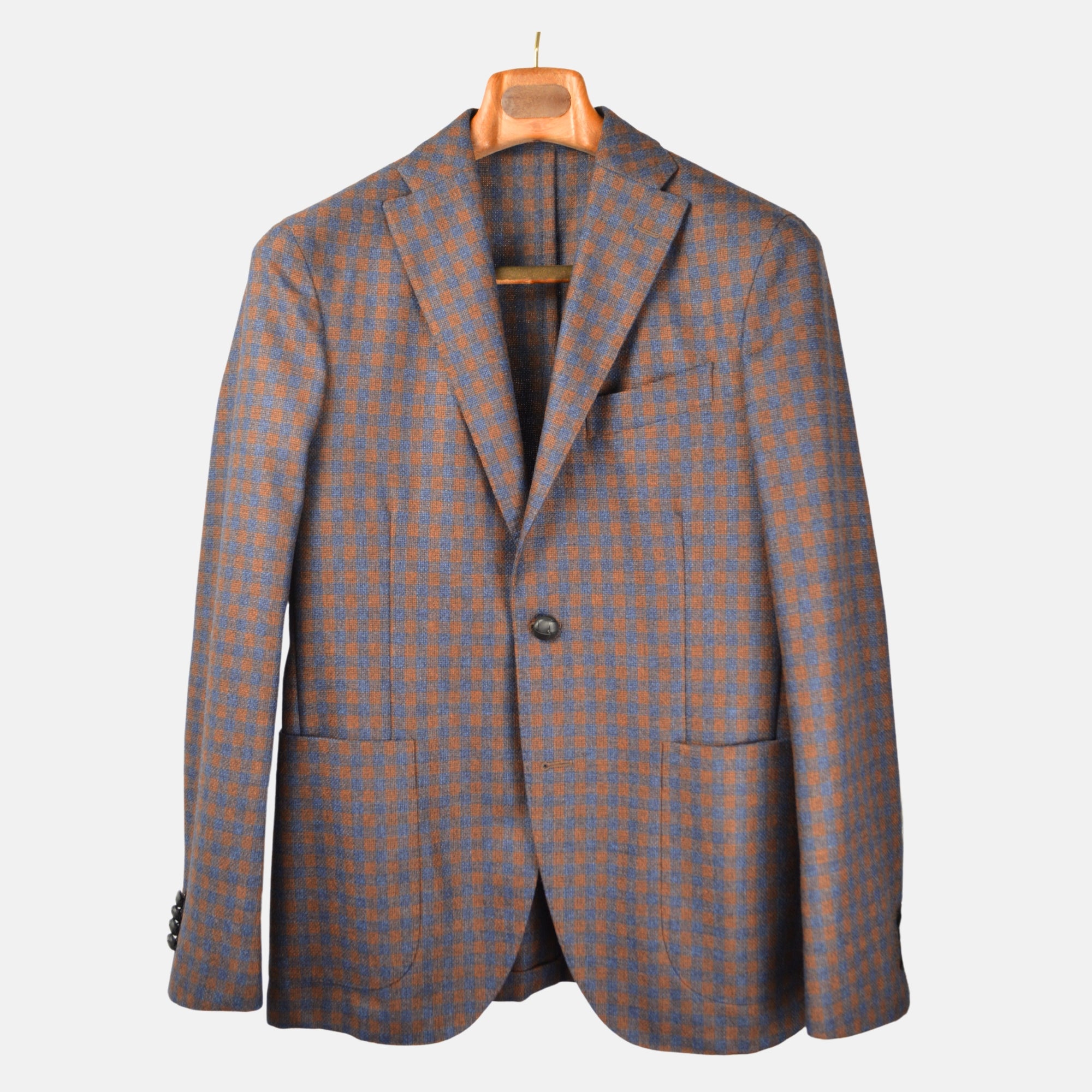 Rust/Blue Checked Blazer made of Wool/Cashmere (48)