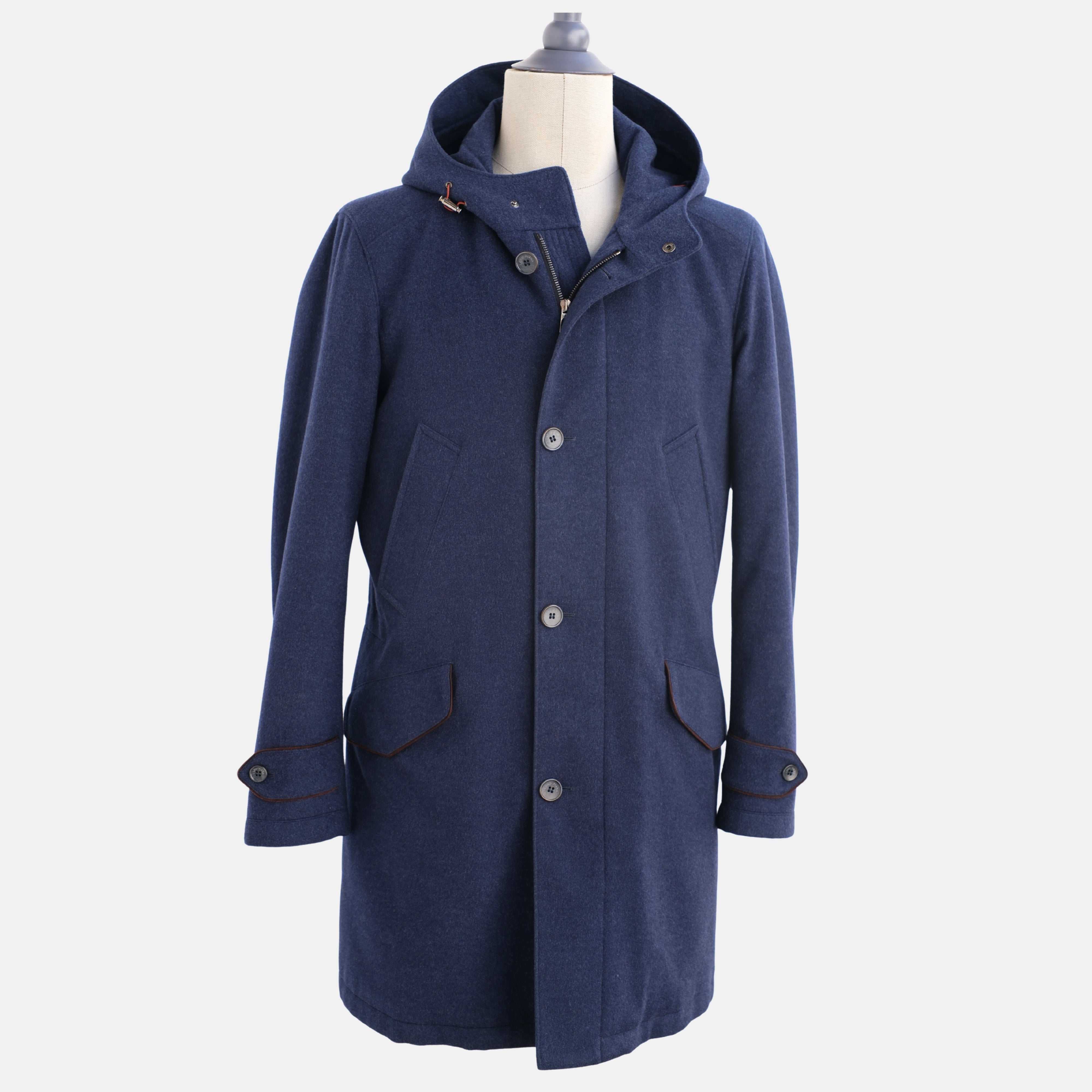Blue Storm System Parka made of Cashmere/Polyamide/Elastane with Suede Details (S)