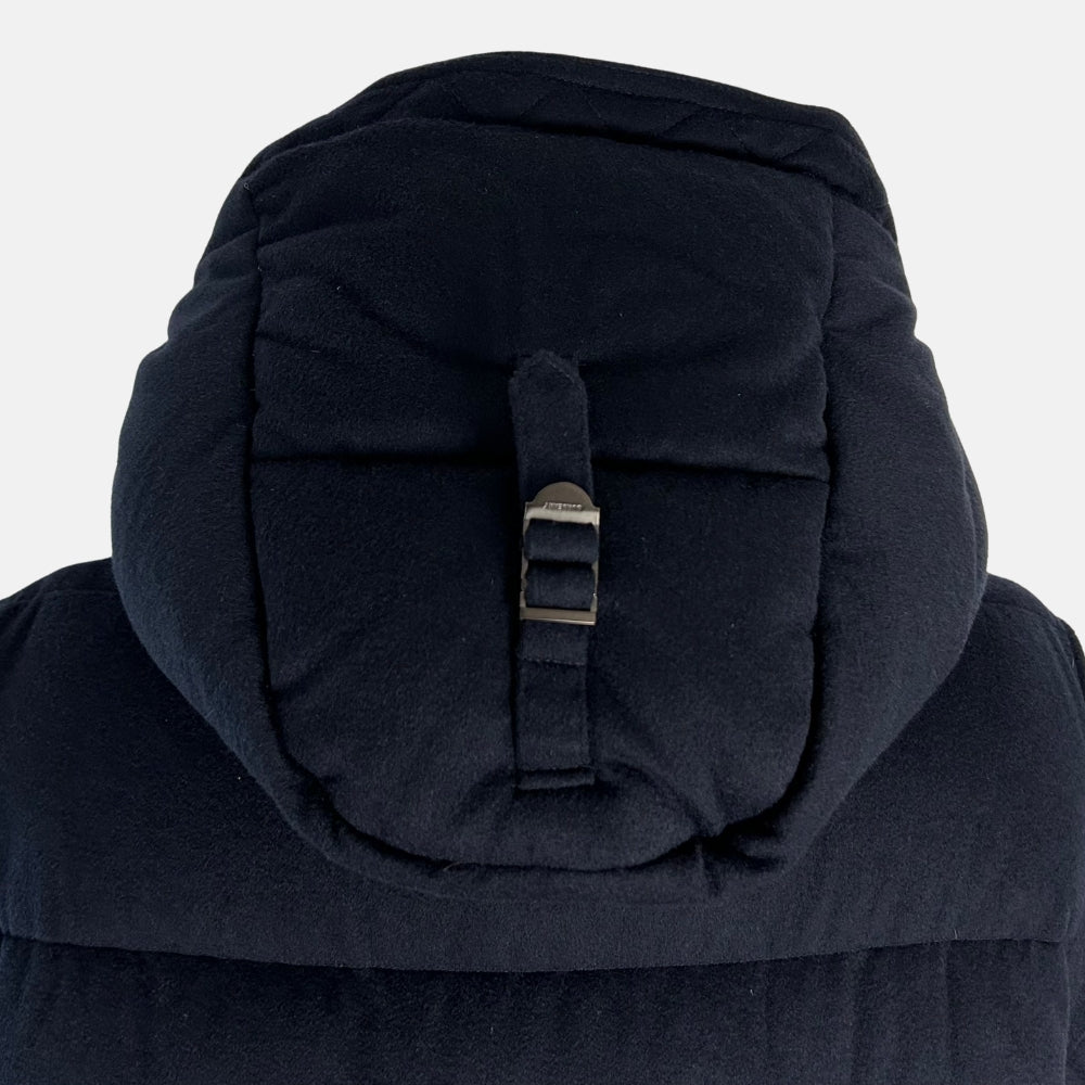 Navy Hooded Down Jacket/Vest made of Cashmere (XL)