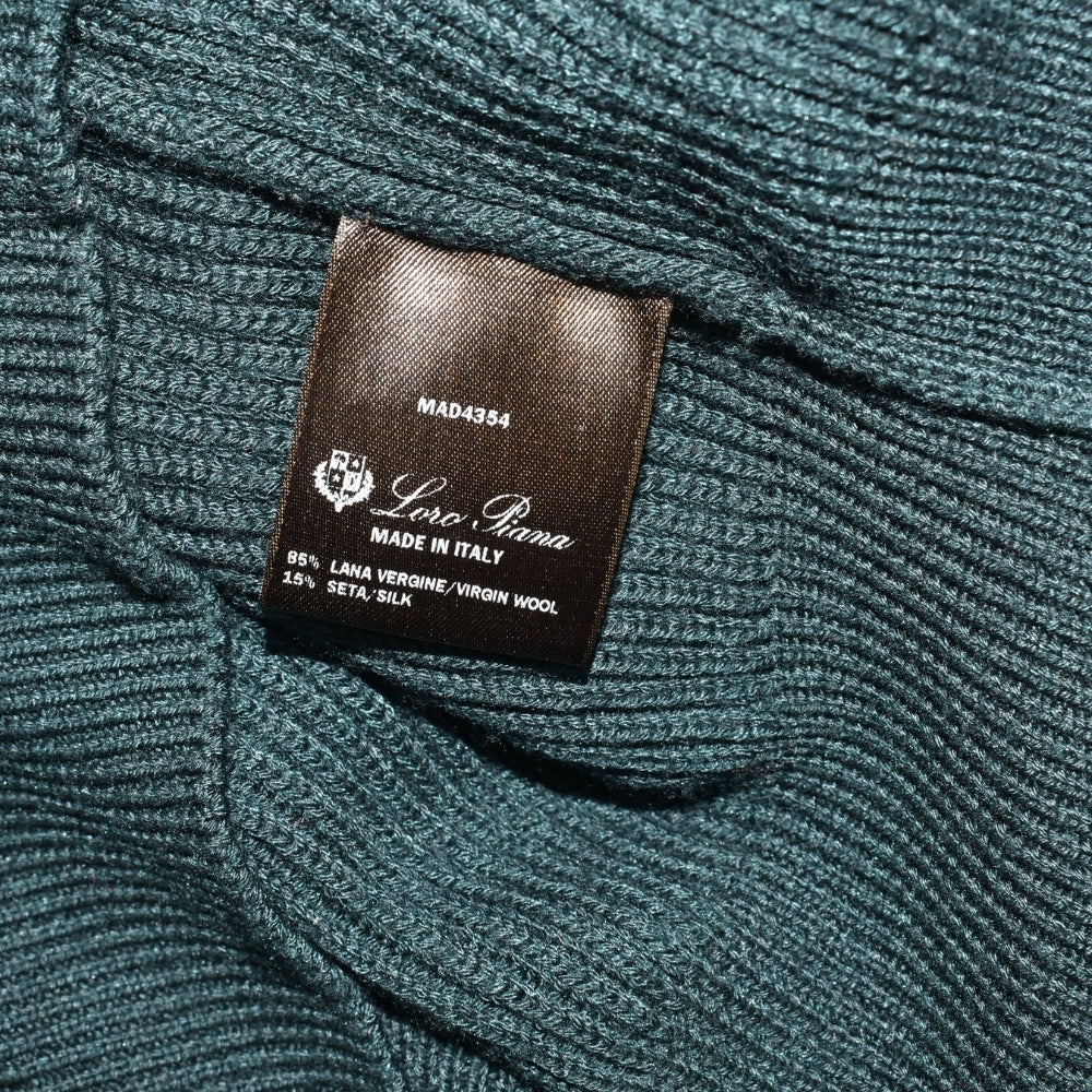 Green Halfzip Sweater made of Virgin Wool/Silk (EU 52)