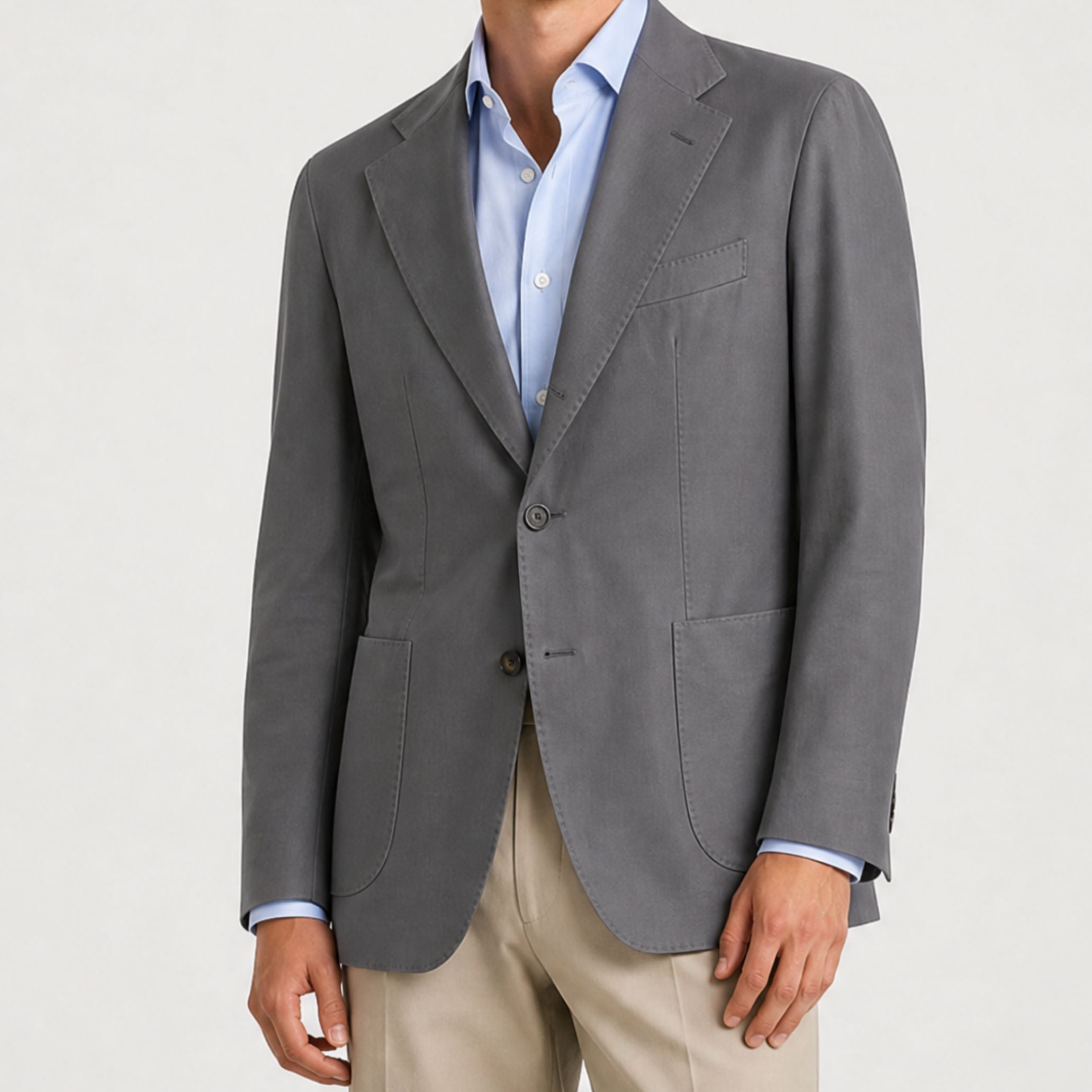 Gray Rain System Blazer made of Wool/Elastane with Suede Details (EU 50)