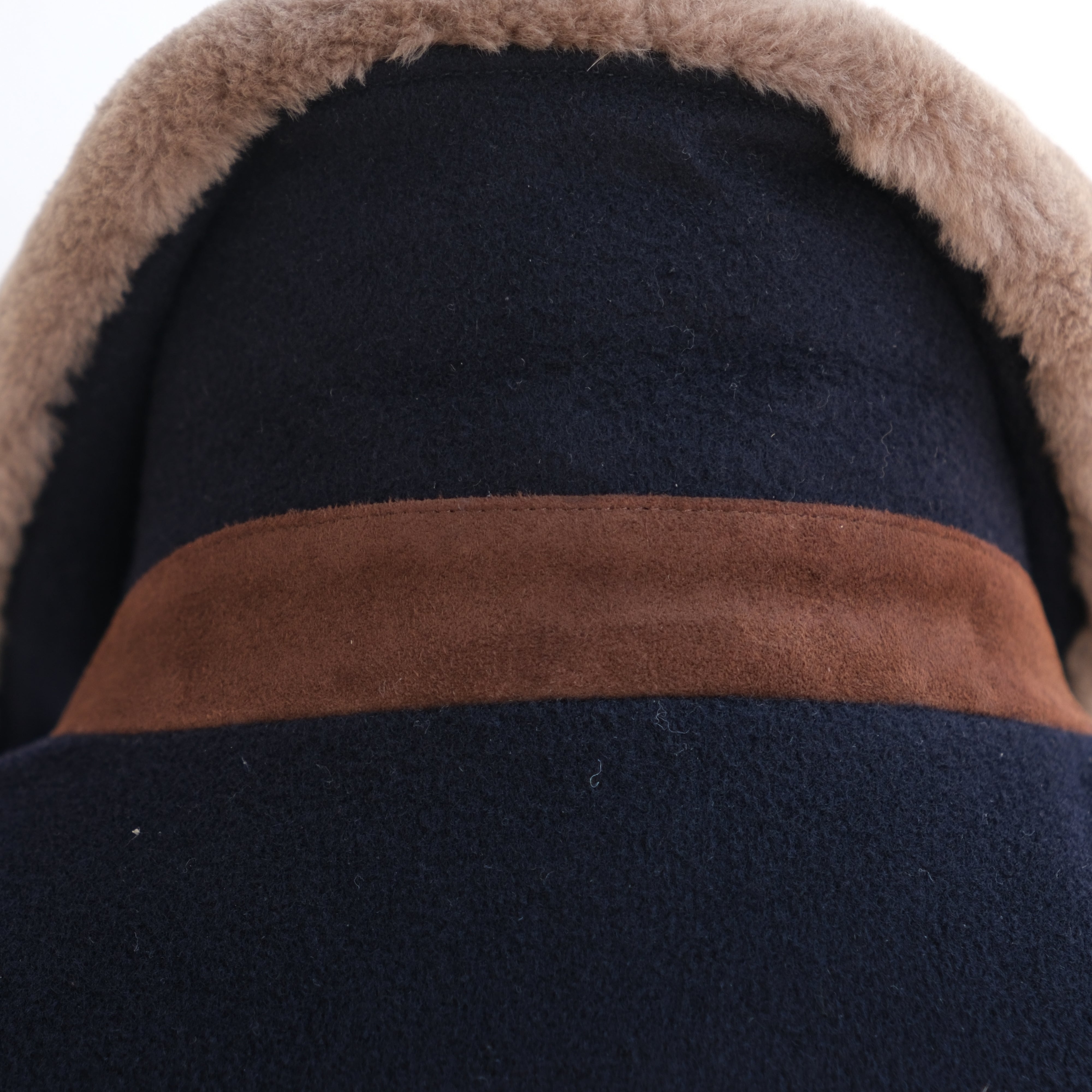 Navy Beaver Lined Cashmere Coat (M)