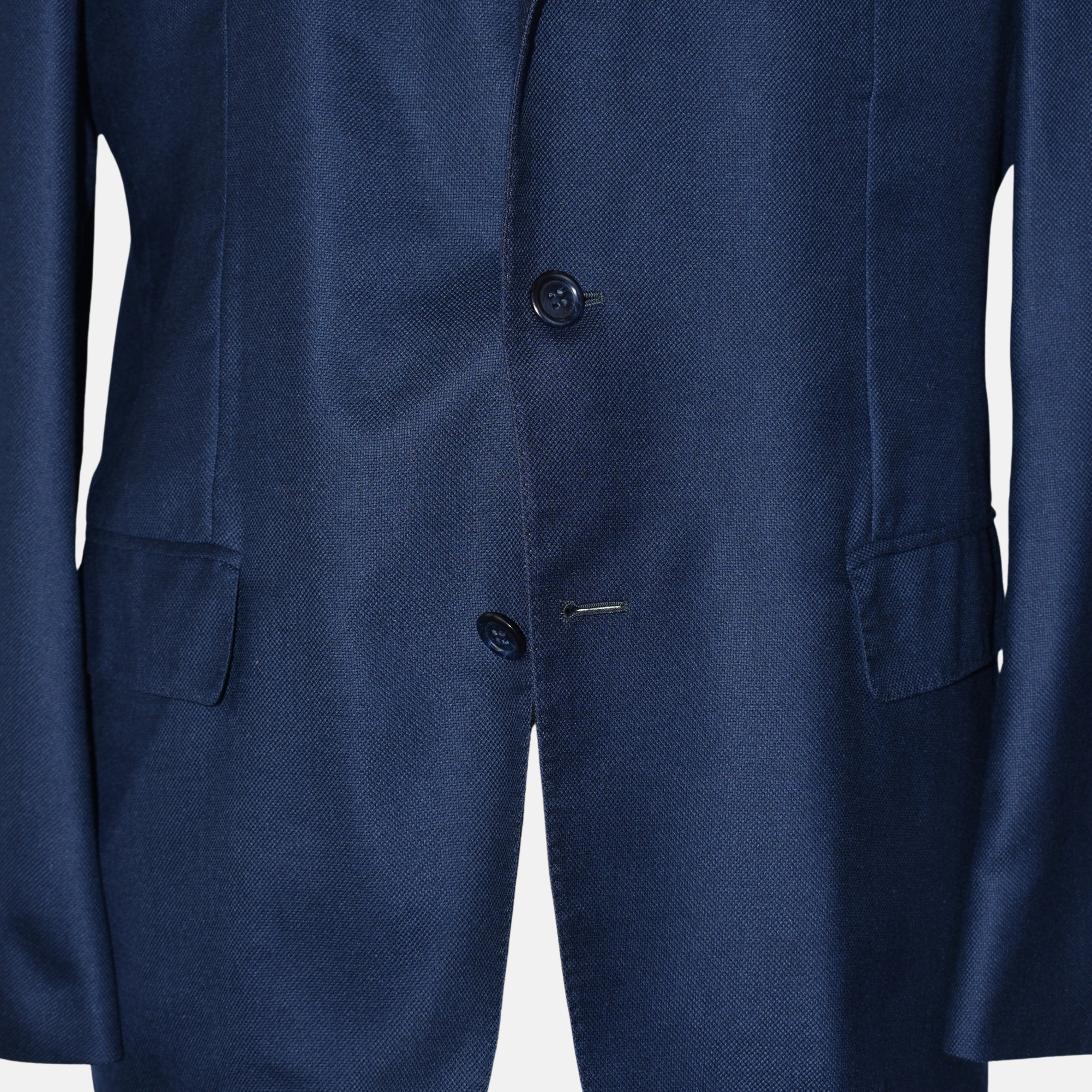 Navy Cashseta Blazer mit Leder-Details aus Kaschmir/Seide (EU 54)