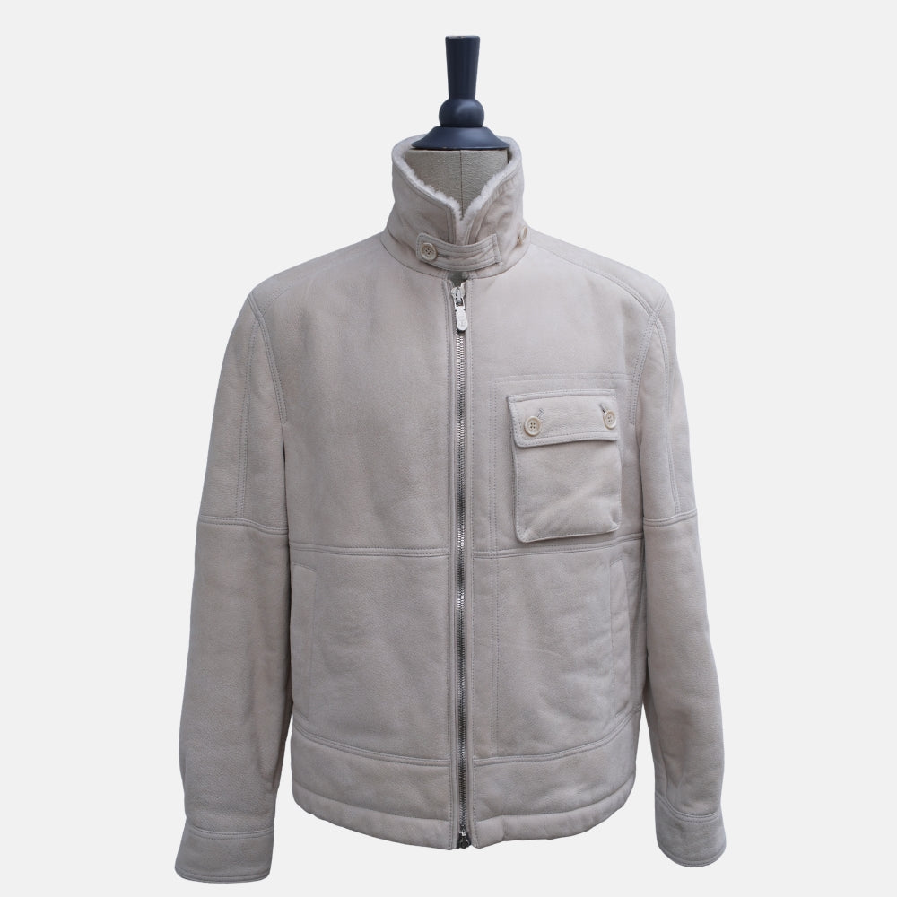 Taupe Jacket made of Sheepskin (L)