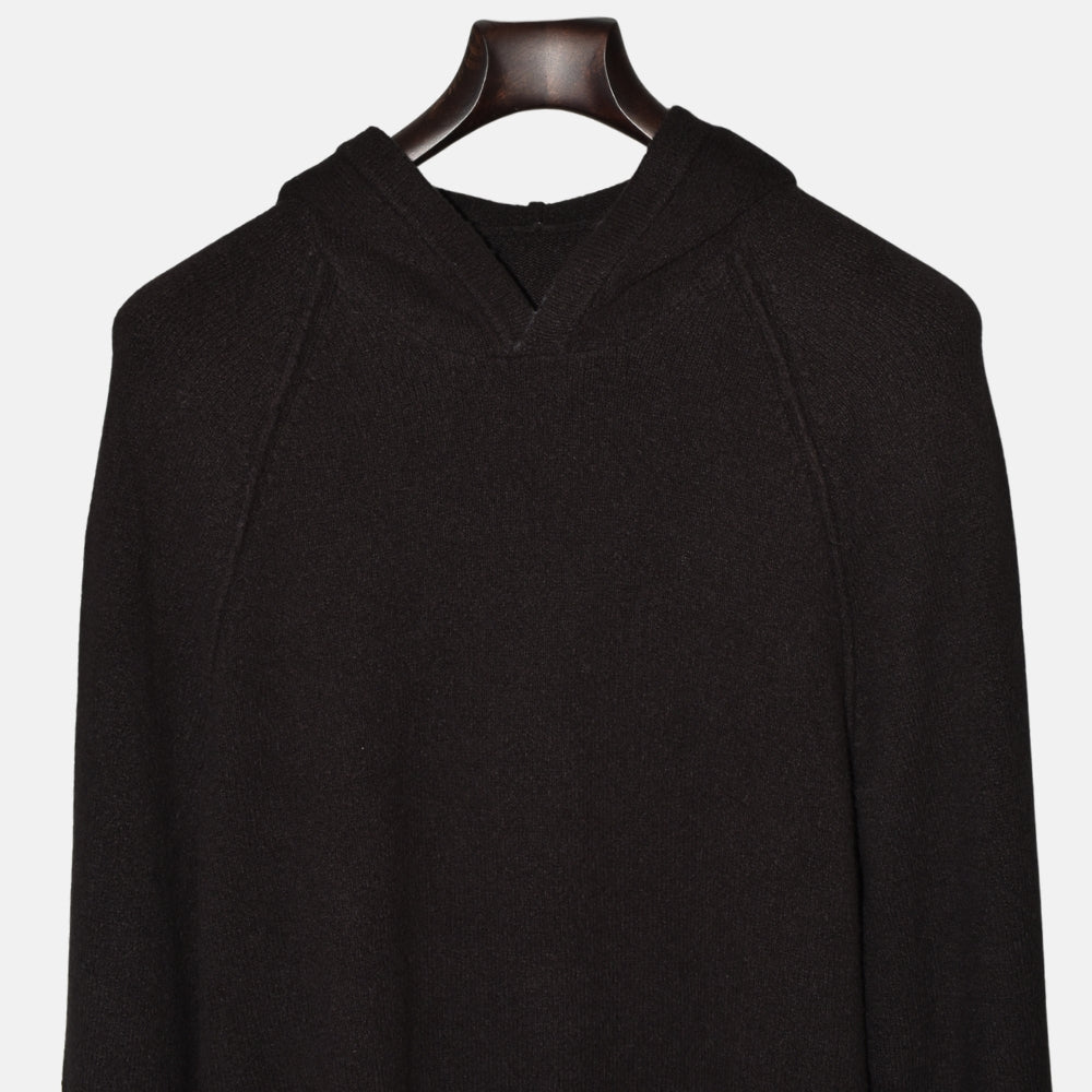 Dark Brown Hooded Sweater made of Cotton/Polyamide/Cashmere (M)
