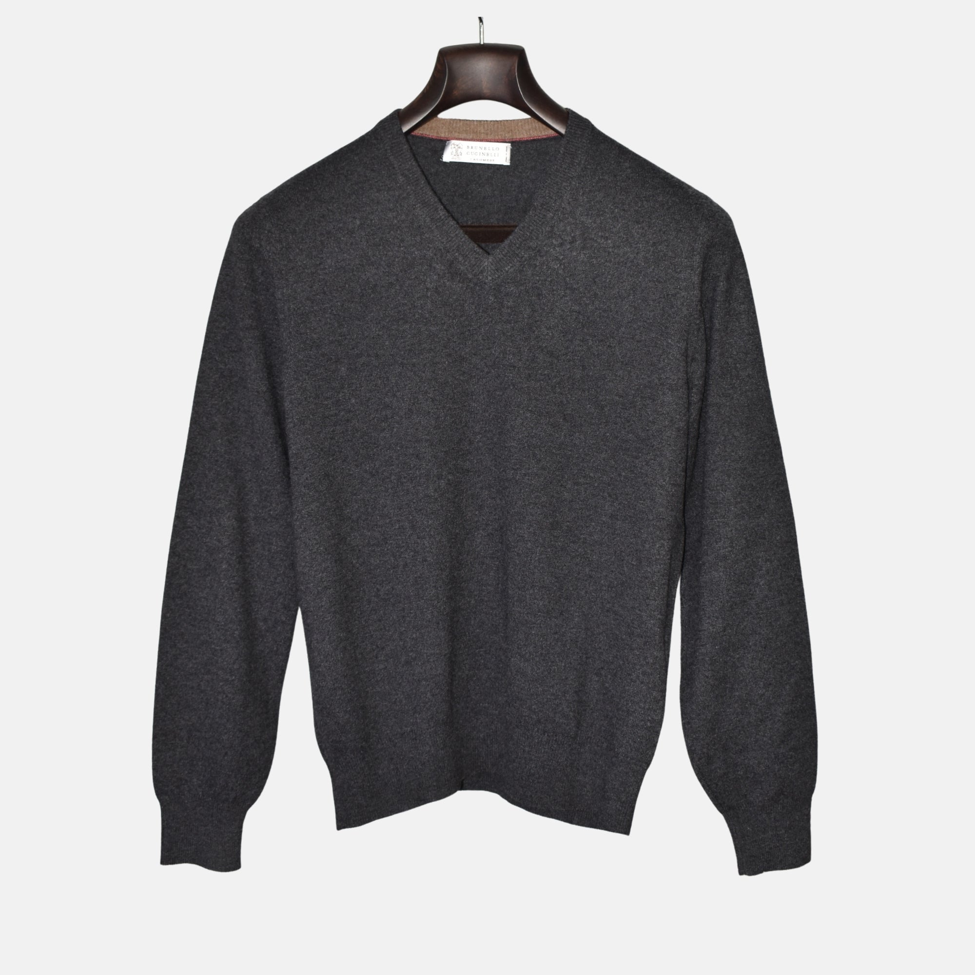 Grey V-Neck Cashmere Sweater (EU 46)
