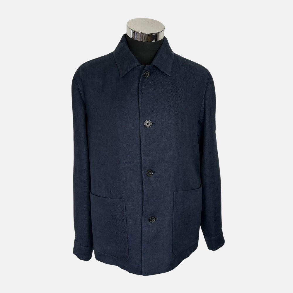 Navy Chore Jacket made of True Hemp/Cashmere/Silk (48)