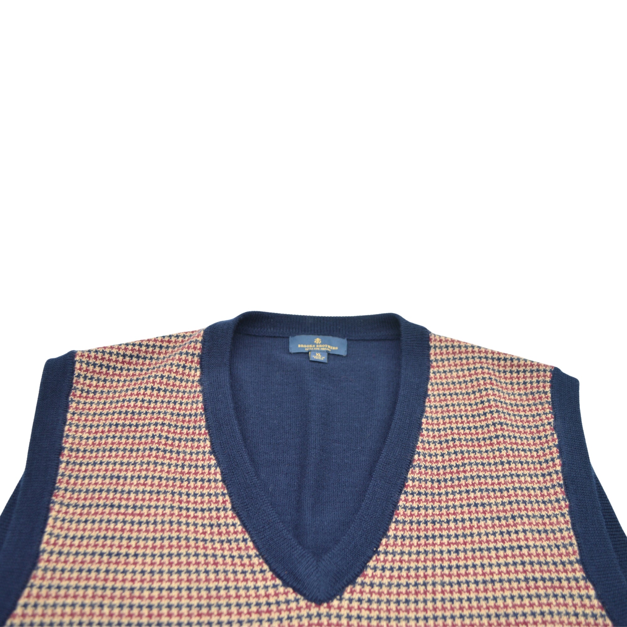 Brown / Navy Checked Sweater West made of Wool (XL)