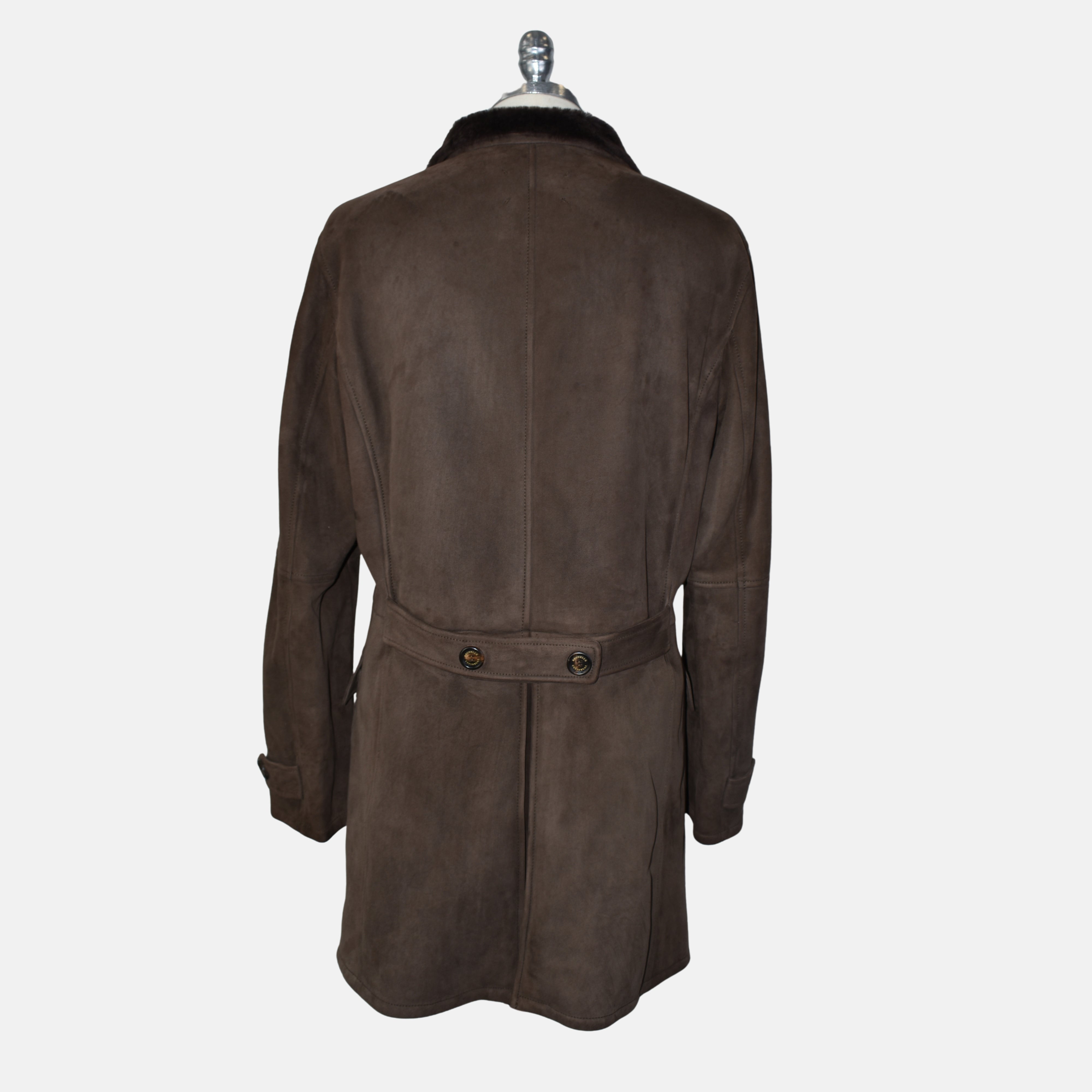 Brauner Shearling-Mantel (XL)